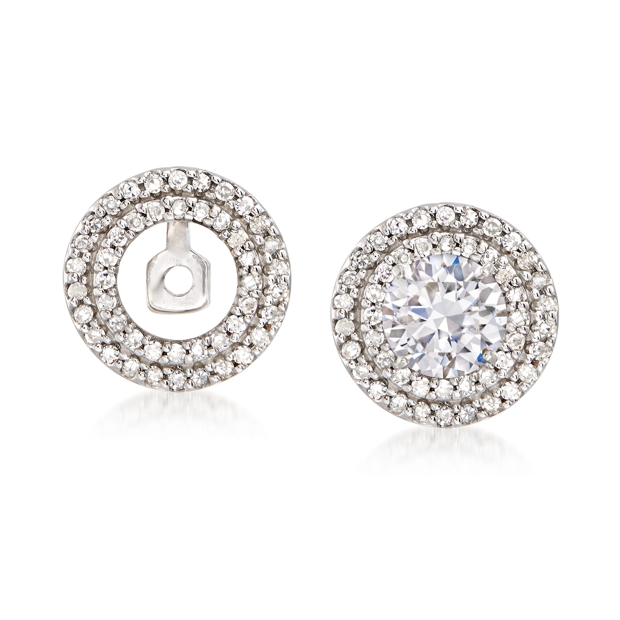 .26 ct. t.w. Diamond Circle Convertible Earring Jackets in 14kt White ...