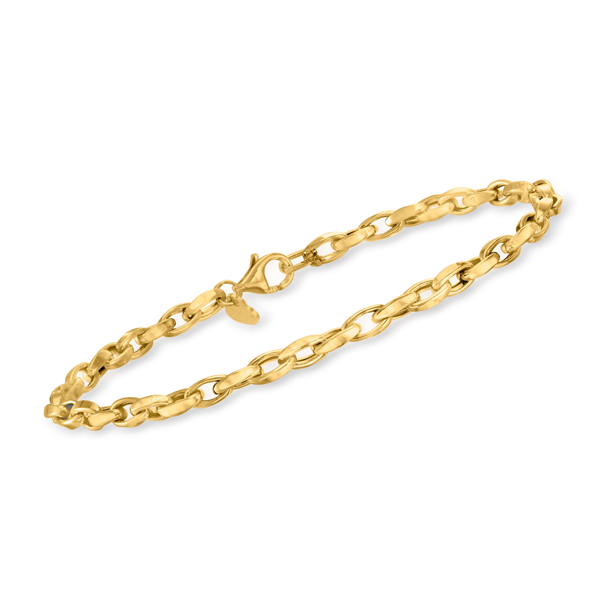 Italian 3mm 14kt Yellow Gold Elongated Cable-Link Bracelet | Ross-Simons