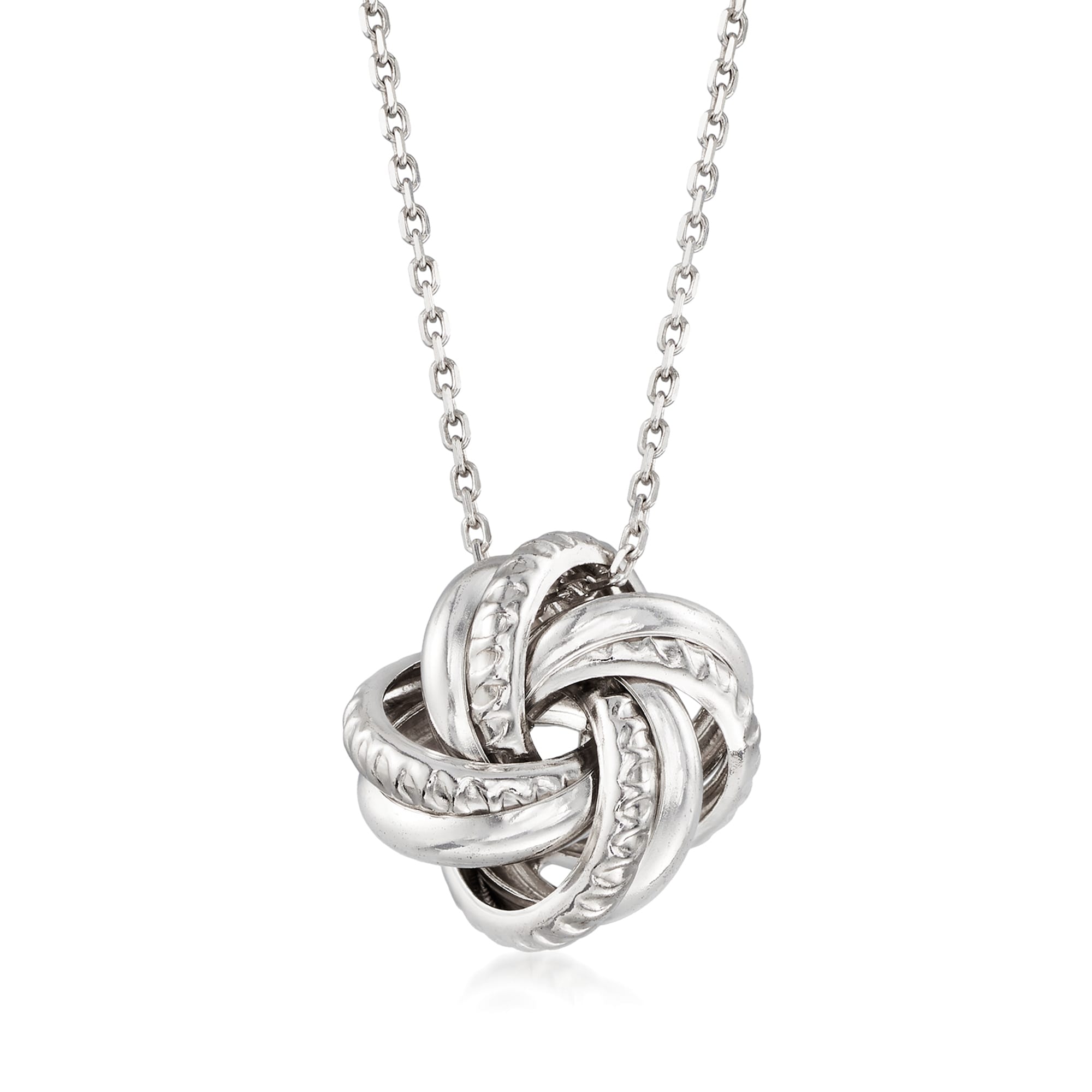 Italian Sterling Silver Jewelry Set Love Knot Necklace and