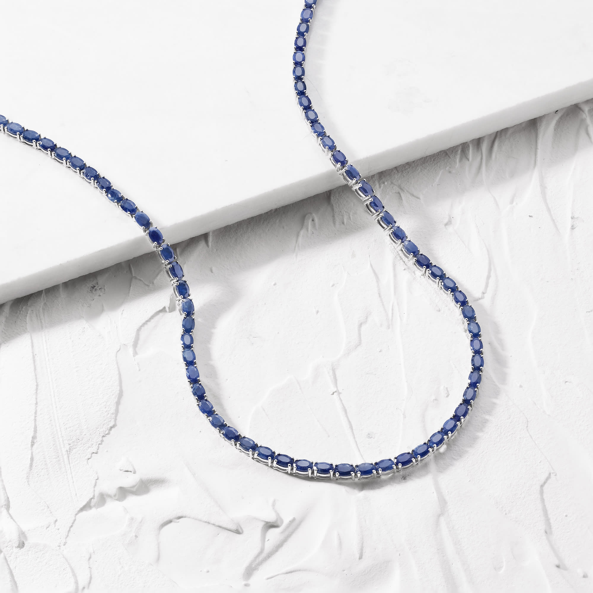 Sterling Silver Sapphire and Cubic Zirconia Tennis Necklace – Keanes  Jewellers