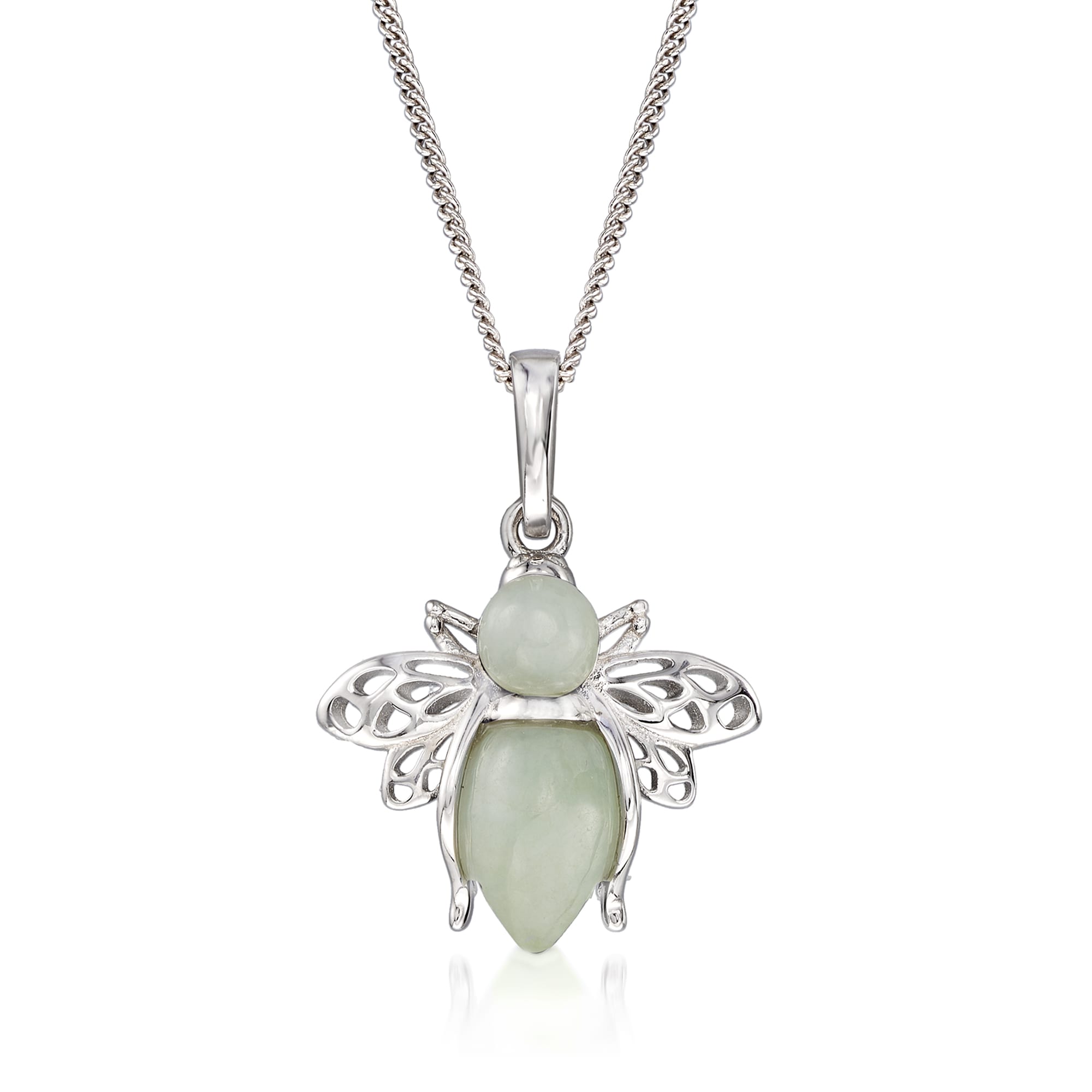 Jade Bumblebee Pendant Necklace in Sterling Silver | Ross-Simons