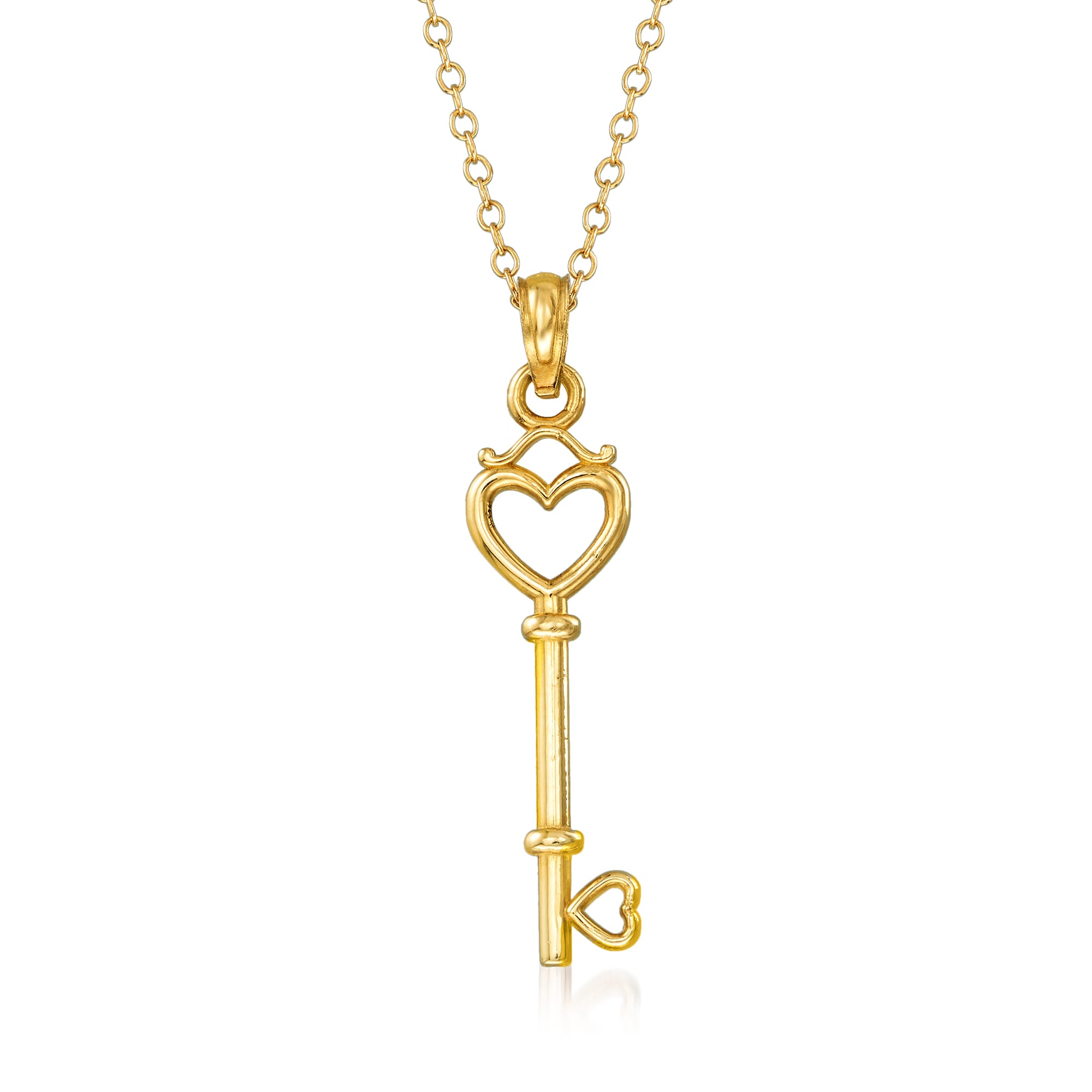 14kt Yellow Gold Heart Key Necklace | Ross-Simons