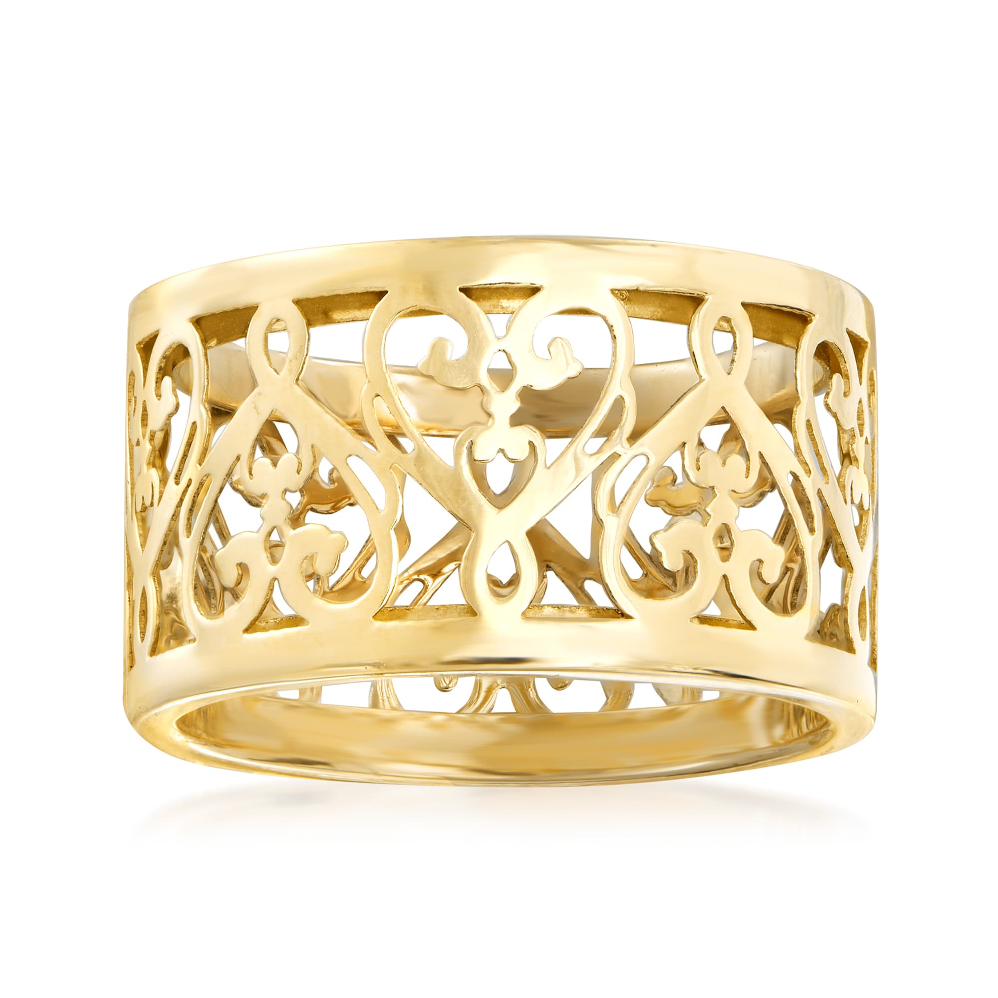 Ross-Simons - Italian Pink Enamel Heart Ring in 14kt Yellow Gold. Size 7
