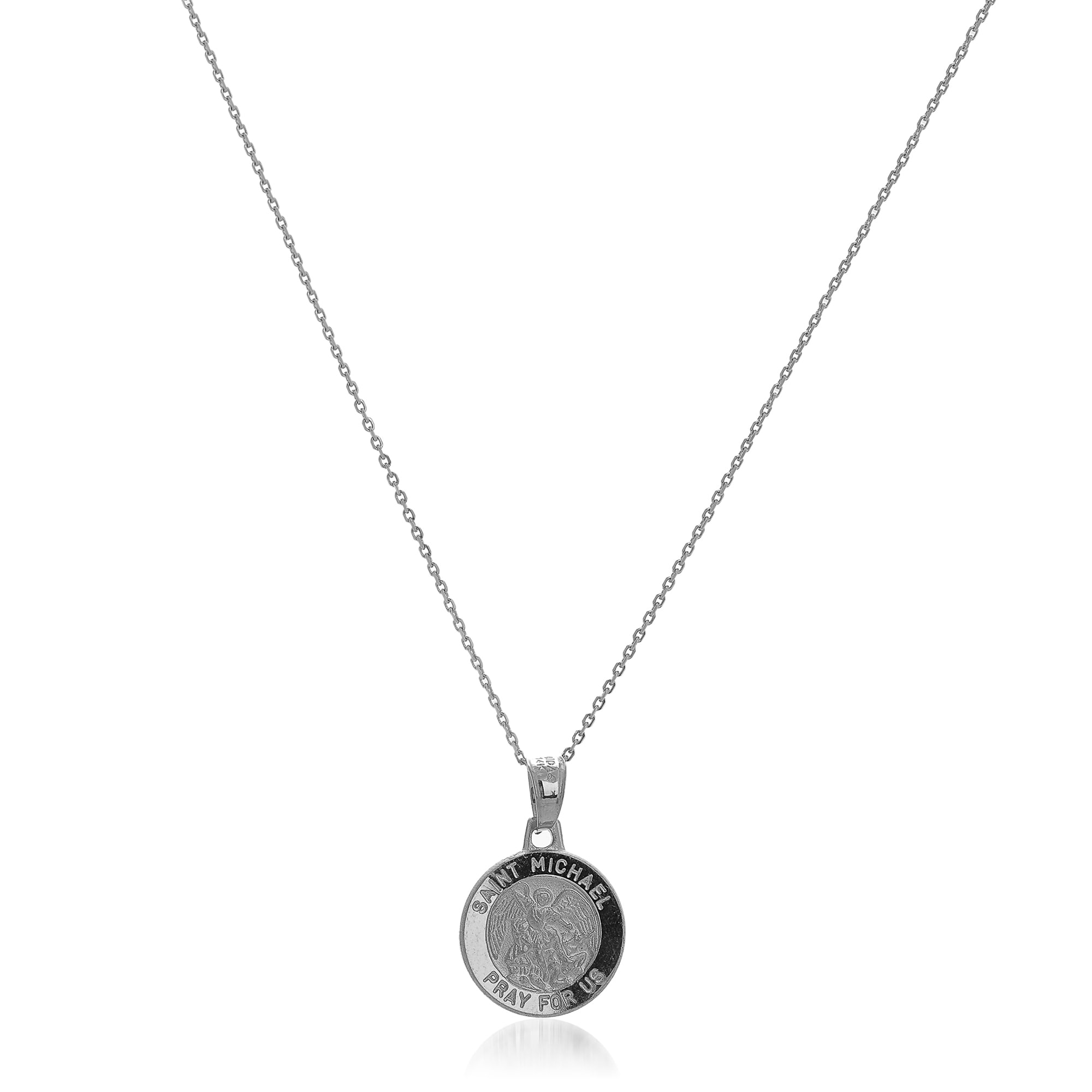 14kt White Gold St. Michael Medal Pendant Necklace | Ross-Simons