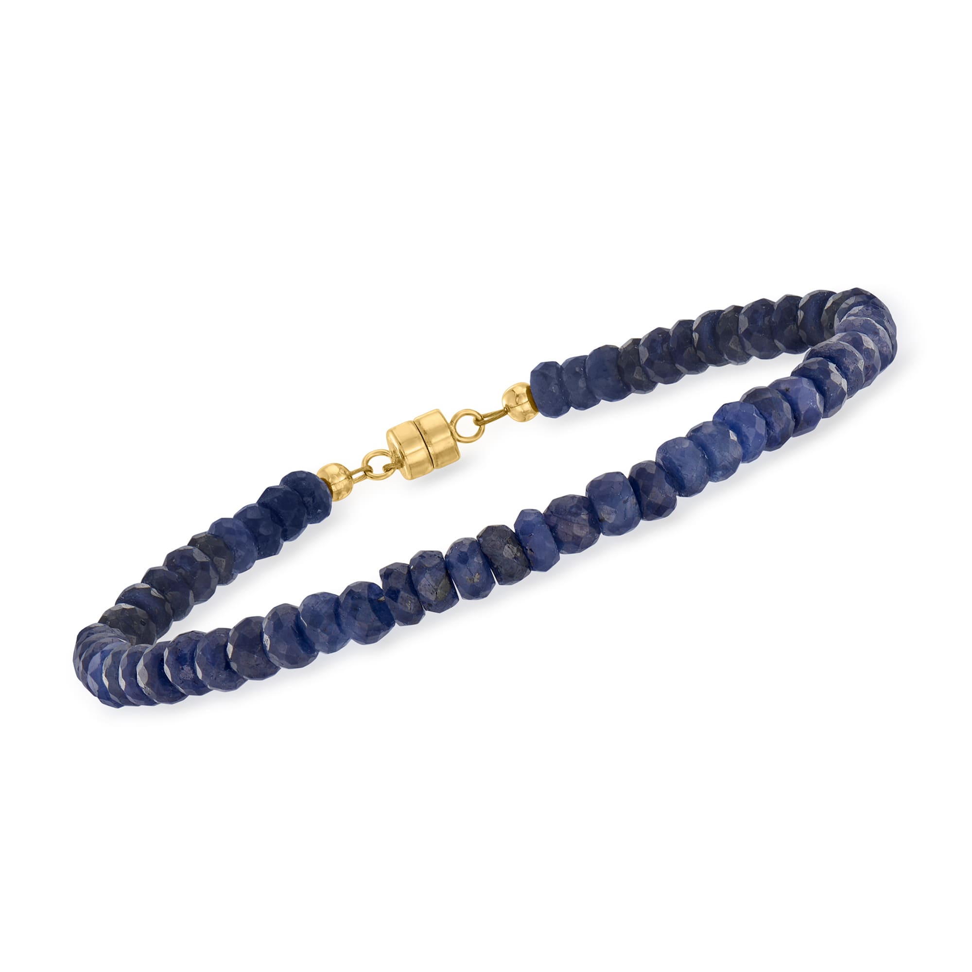 30.00 ct. t.w. Sapphire Bead Bracelet with 14kt Yellow Gold