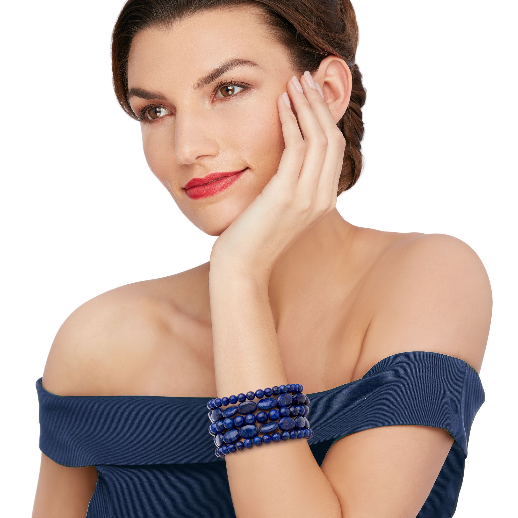 Lapis Jewelry Set: Five Bead Stretch Bracelets | Ross-Simons