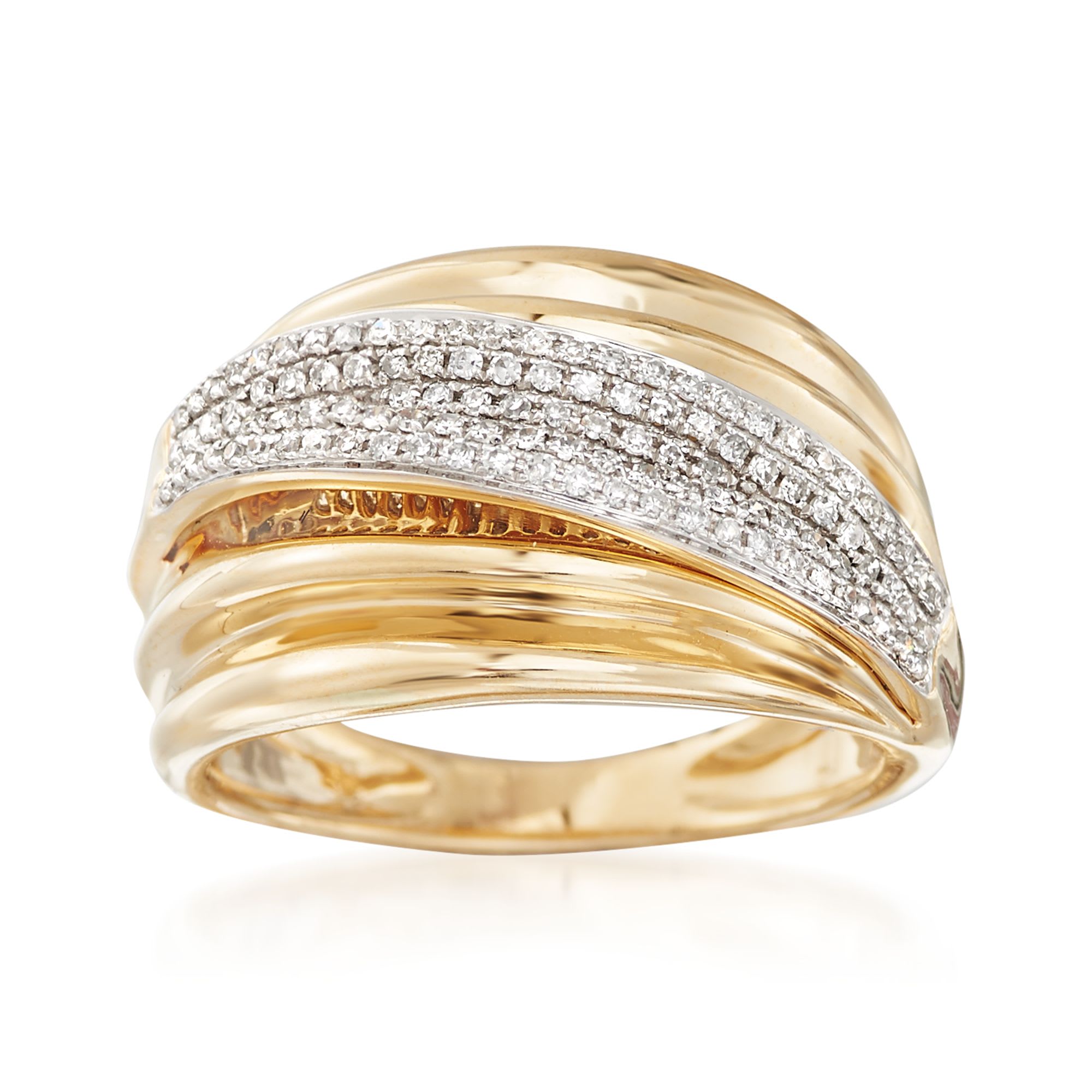 .33 ct. t.w. Pave Diamond Sash Ring in 14kt Yellow Gold | Ross-Simons