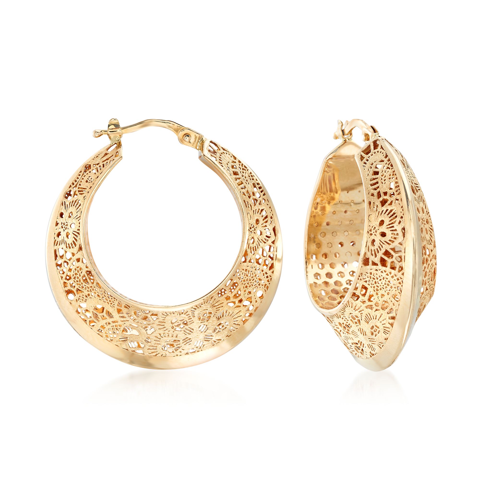Gold filigree clearance hoop earrings