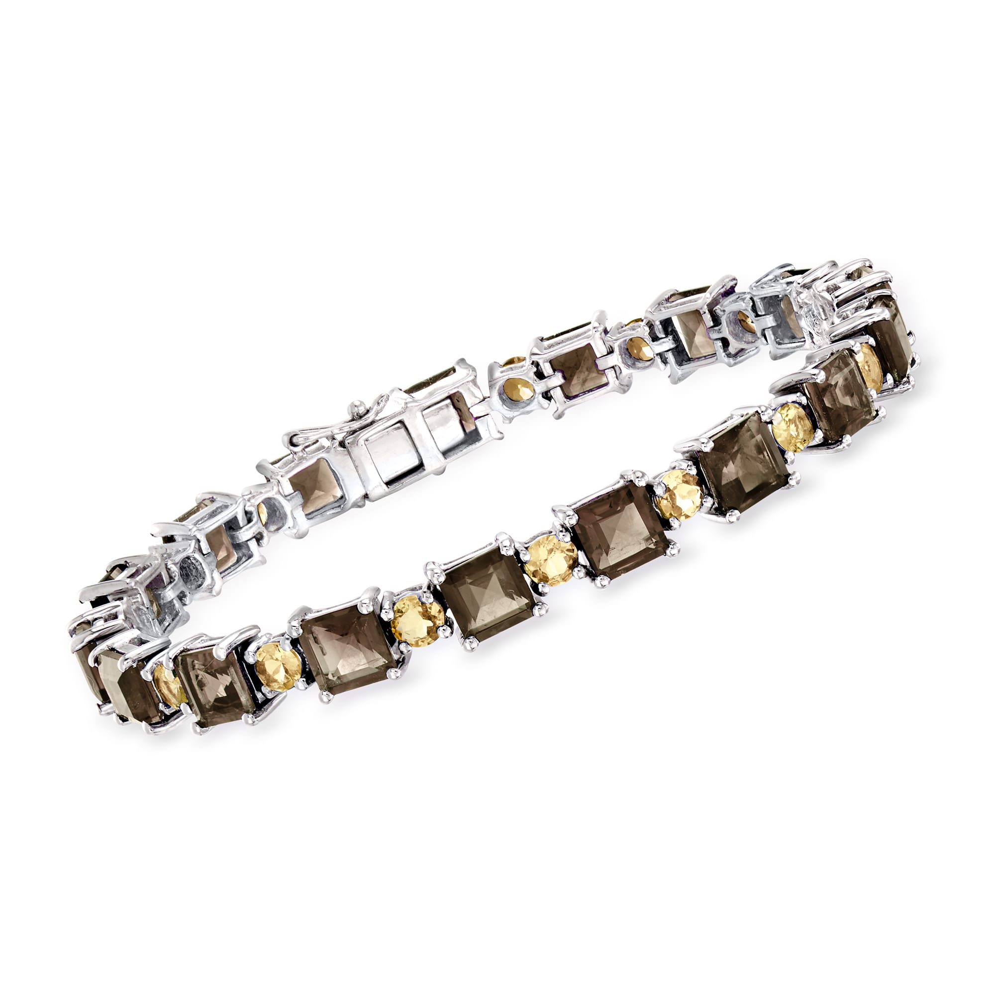 18.00 ct. t.w. Smoky Quartz and 3.70 Citrine Tennis Bracelet in