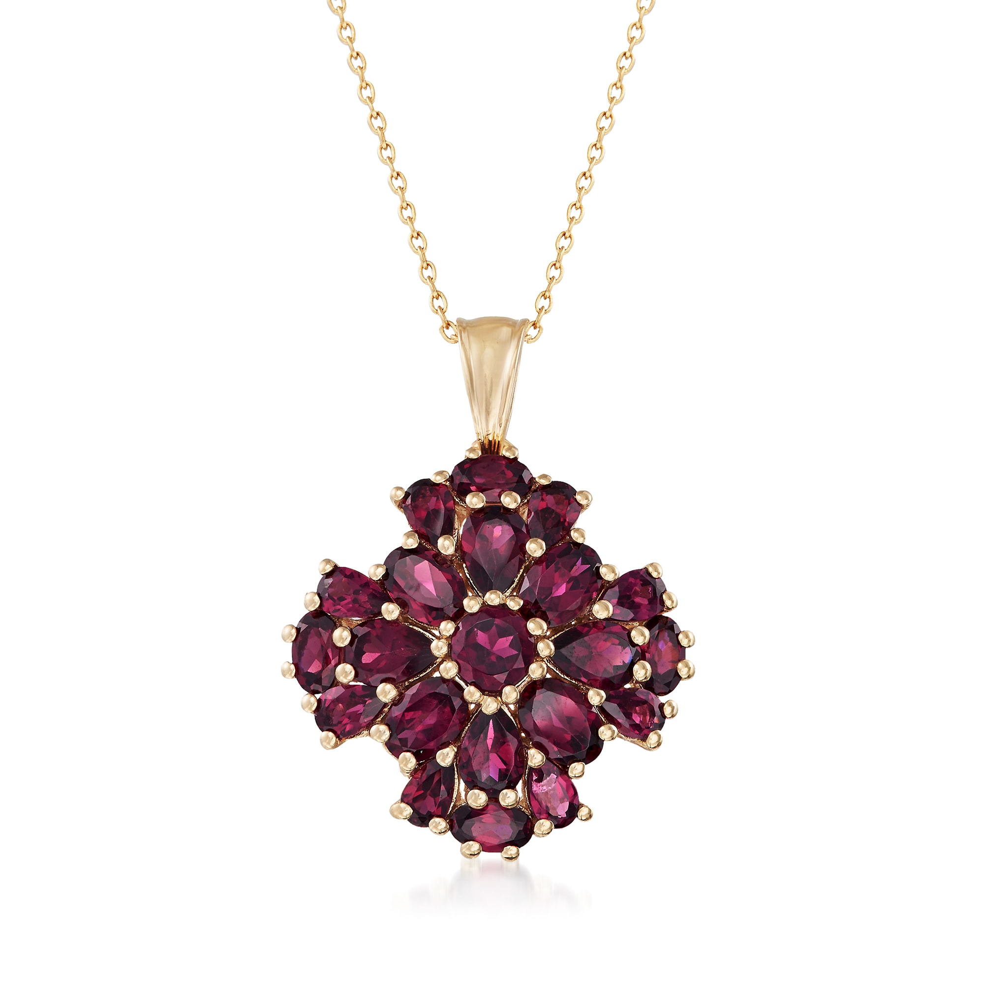 7.70 ct. t.w. Rhodolite Garnet Cluster Pendant Necklace in 18kt Gold
