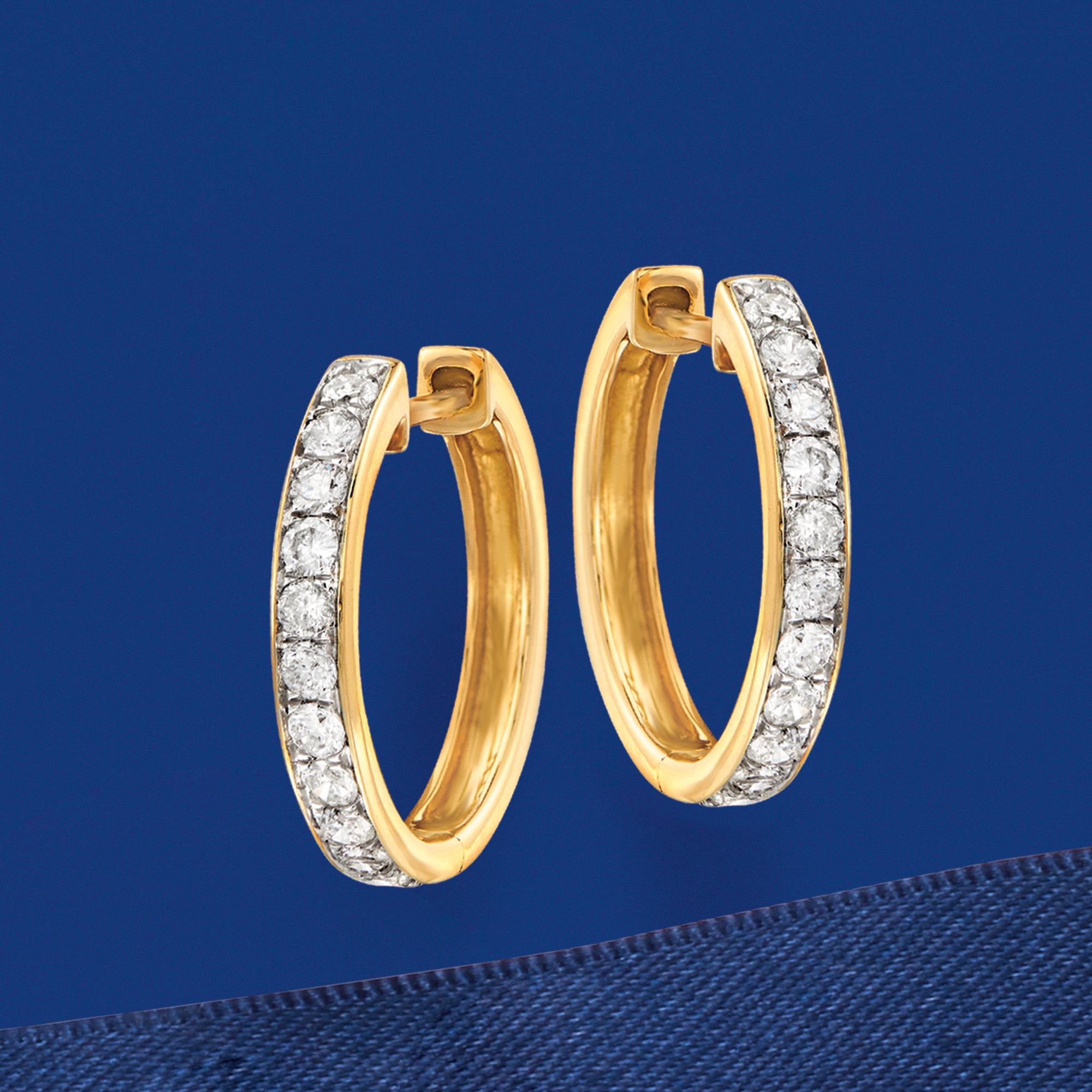 .50 ct. t.w. Diamond Hoop Earrings in 14kt Yellow Gold. 5/8