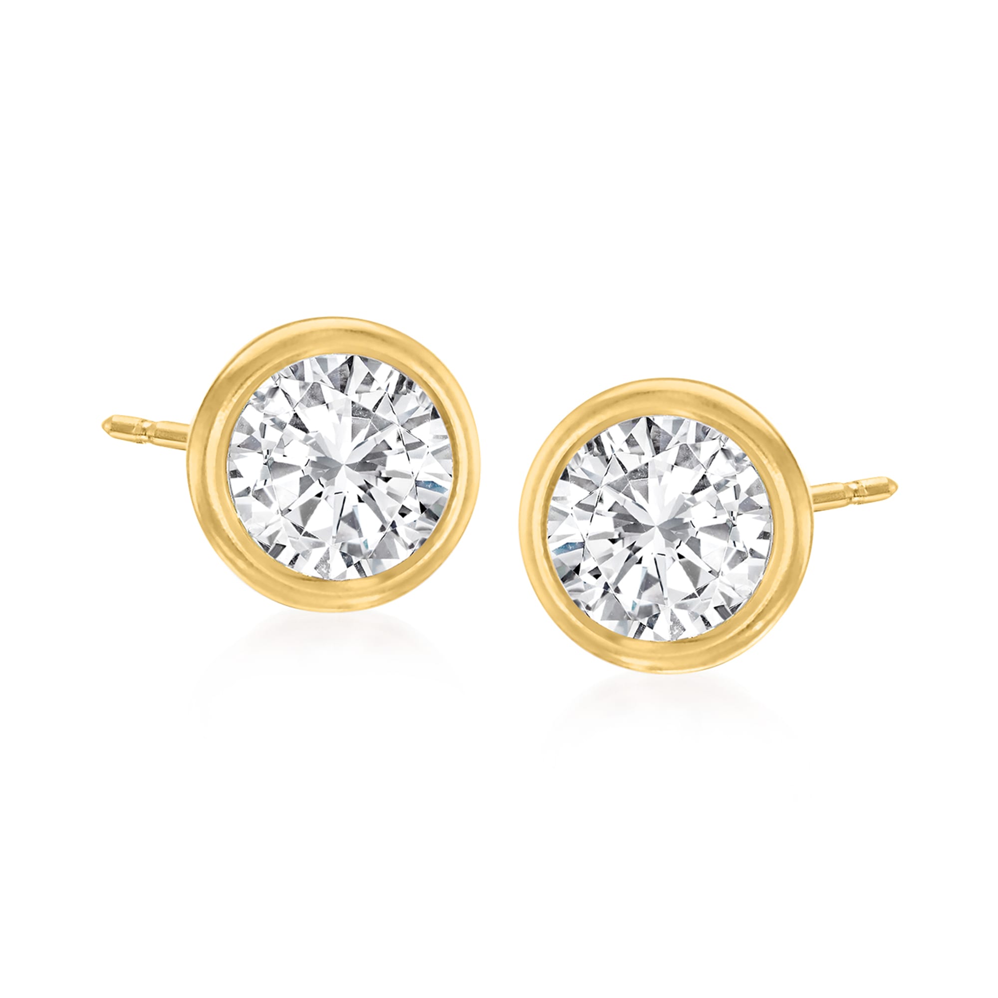 Gold bezel clearance diamond earrings