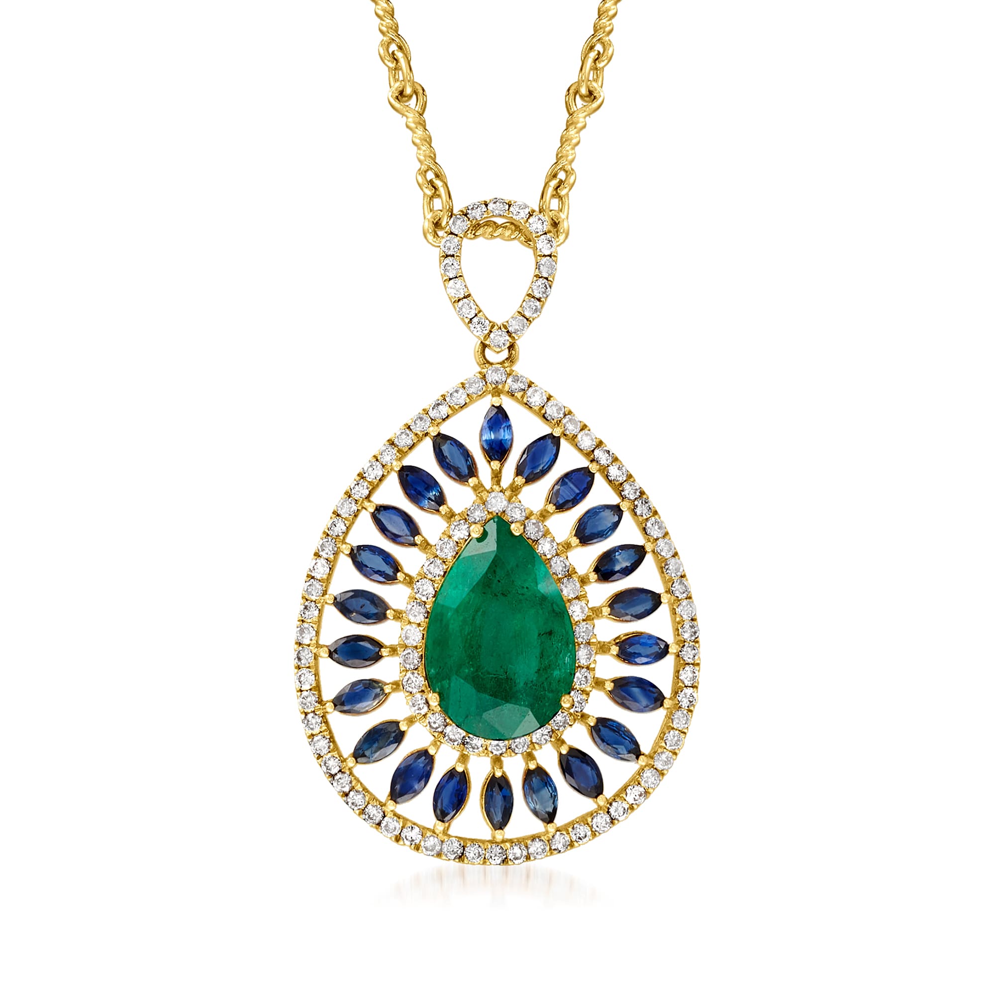 4.50 Carat Emerald, 1.60 ct. t.w. Sapphire and .94 ct. t.w. Diamond ...