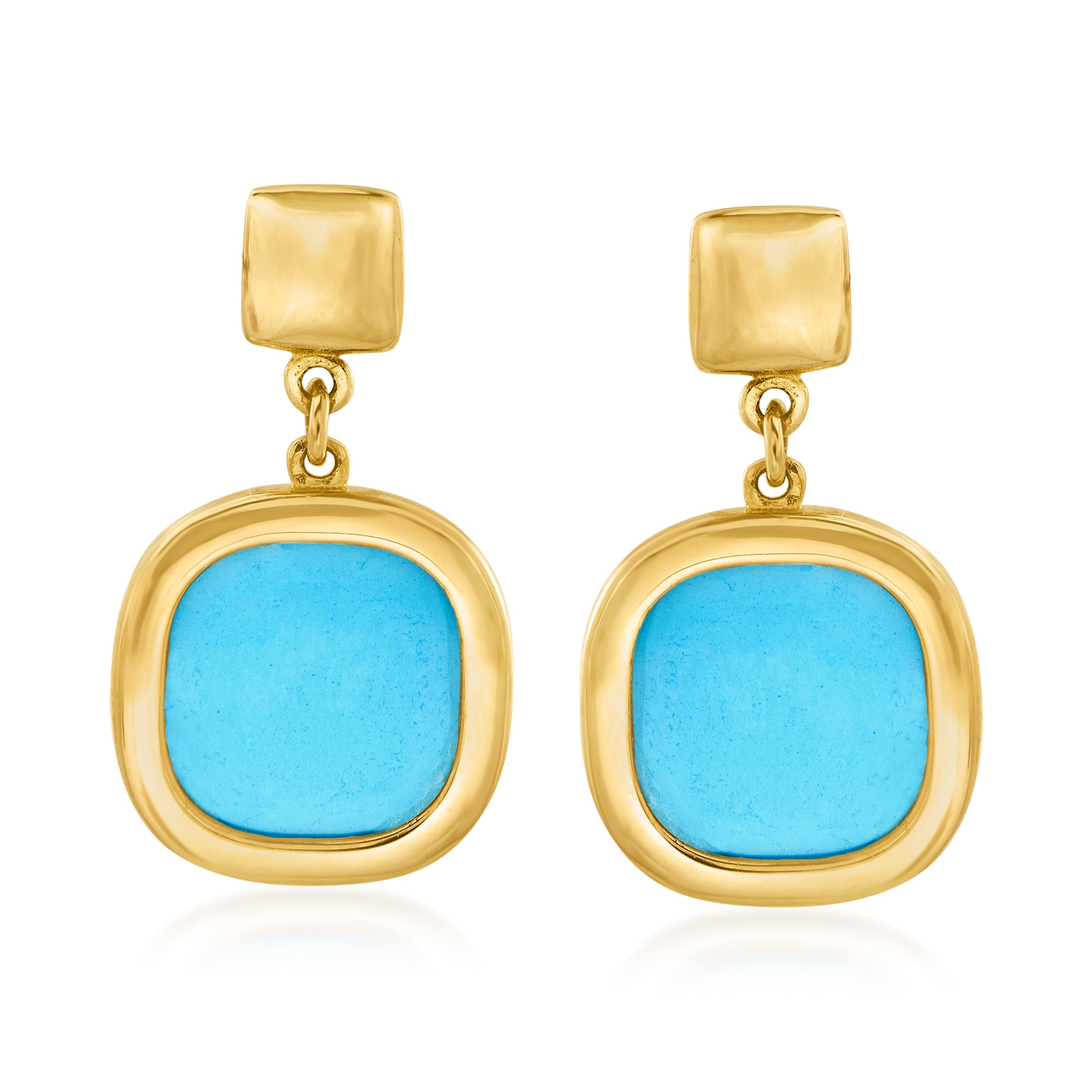 Yellow gold turquoise earrings cheap