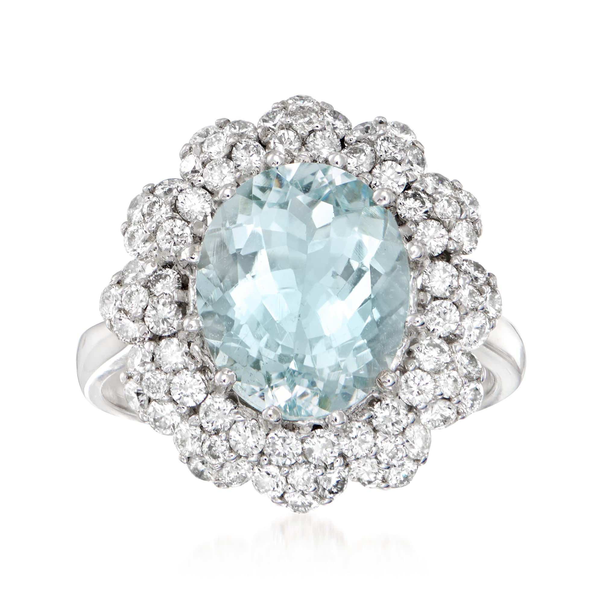 3.00 Carat Aquamarine Ring with .98 ct. t.w. Diamonds in 14kt White ...