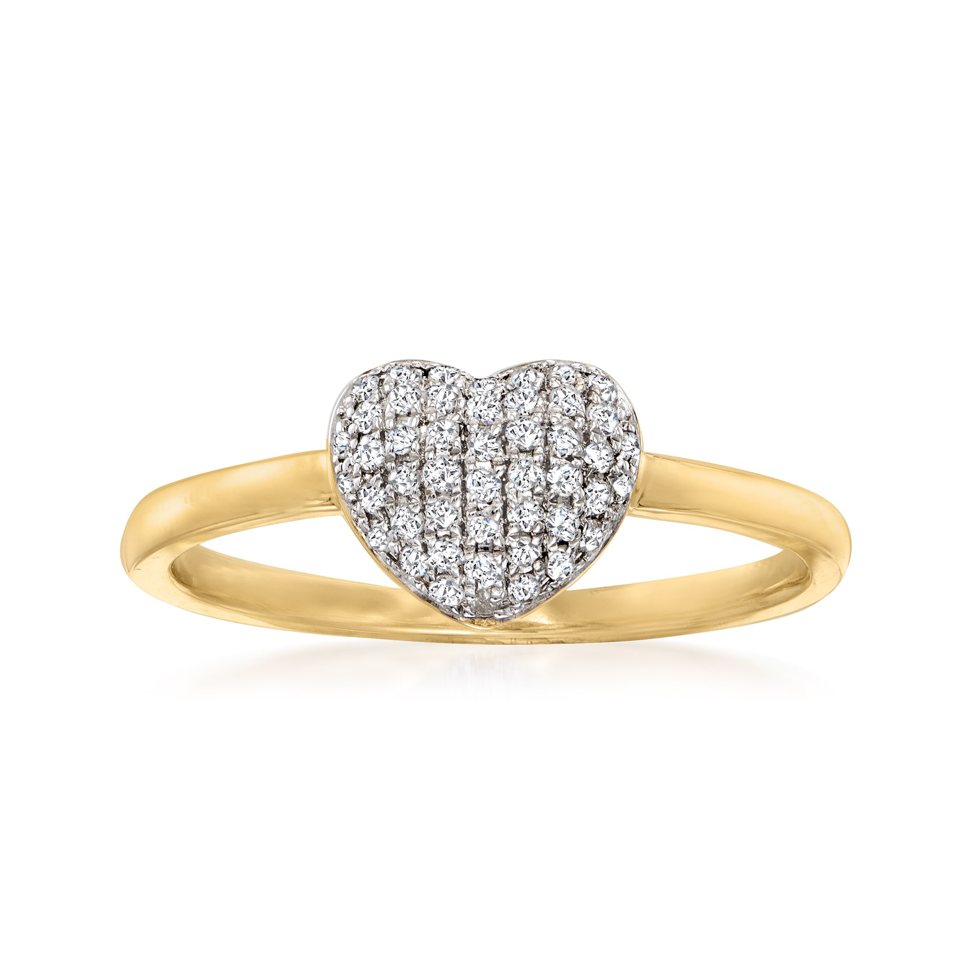 .19 ct. t.w. Diamond Heart Ring in 18kt Gold Over Sterling | Ross-Simons