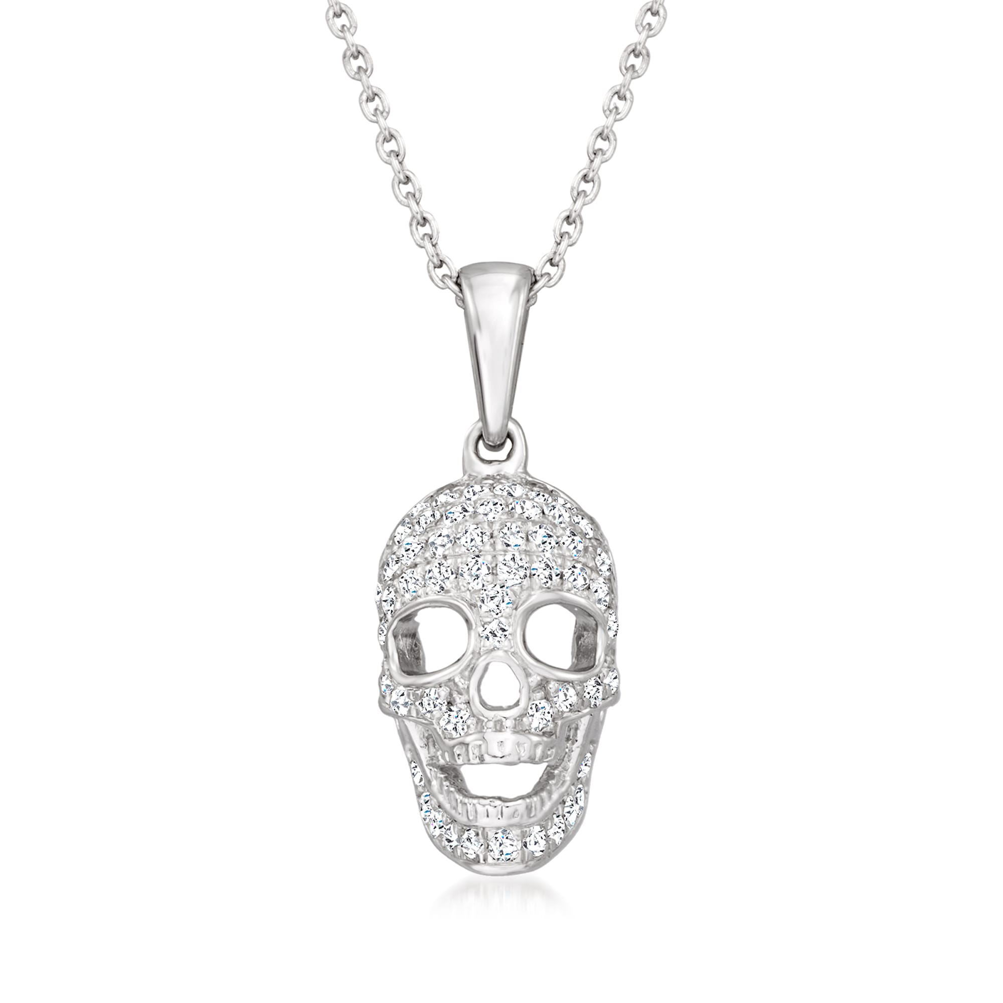 .35 ct. t.w. Diamond Skull Pendant Necklace | Ross-Simons