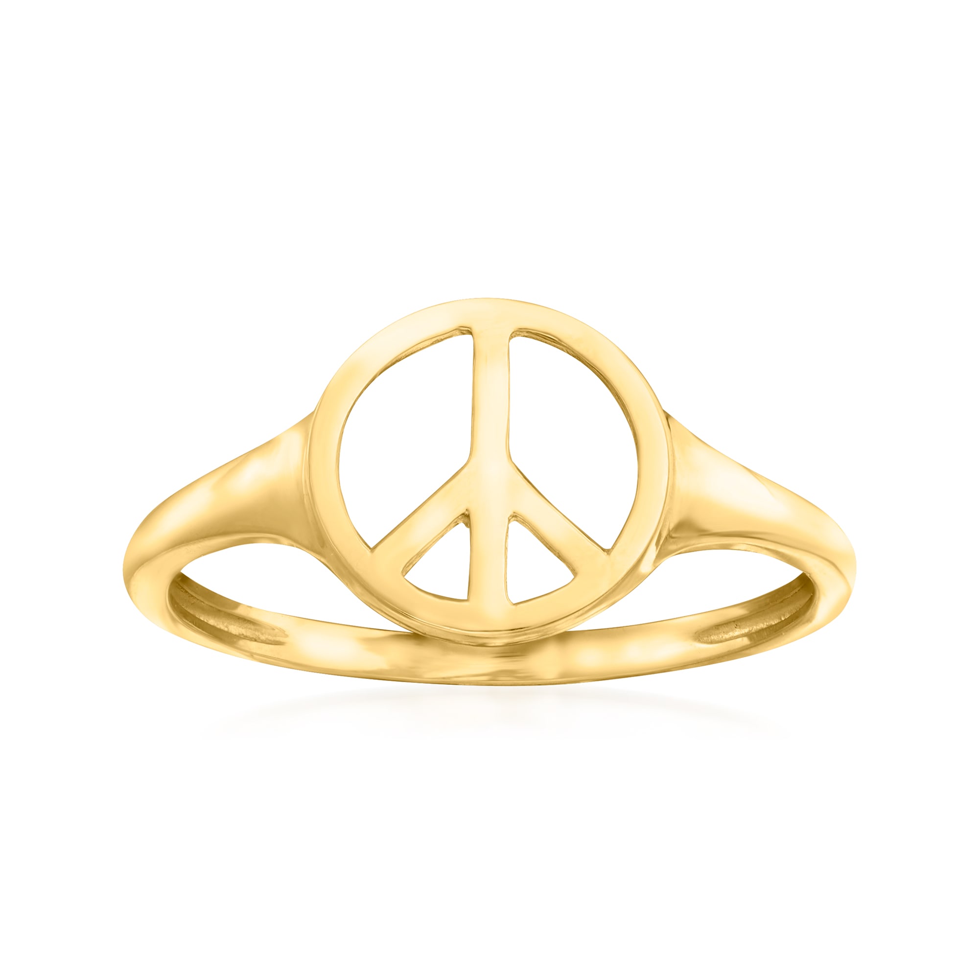 14kt Yellow Gold Peace Sign Ring