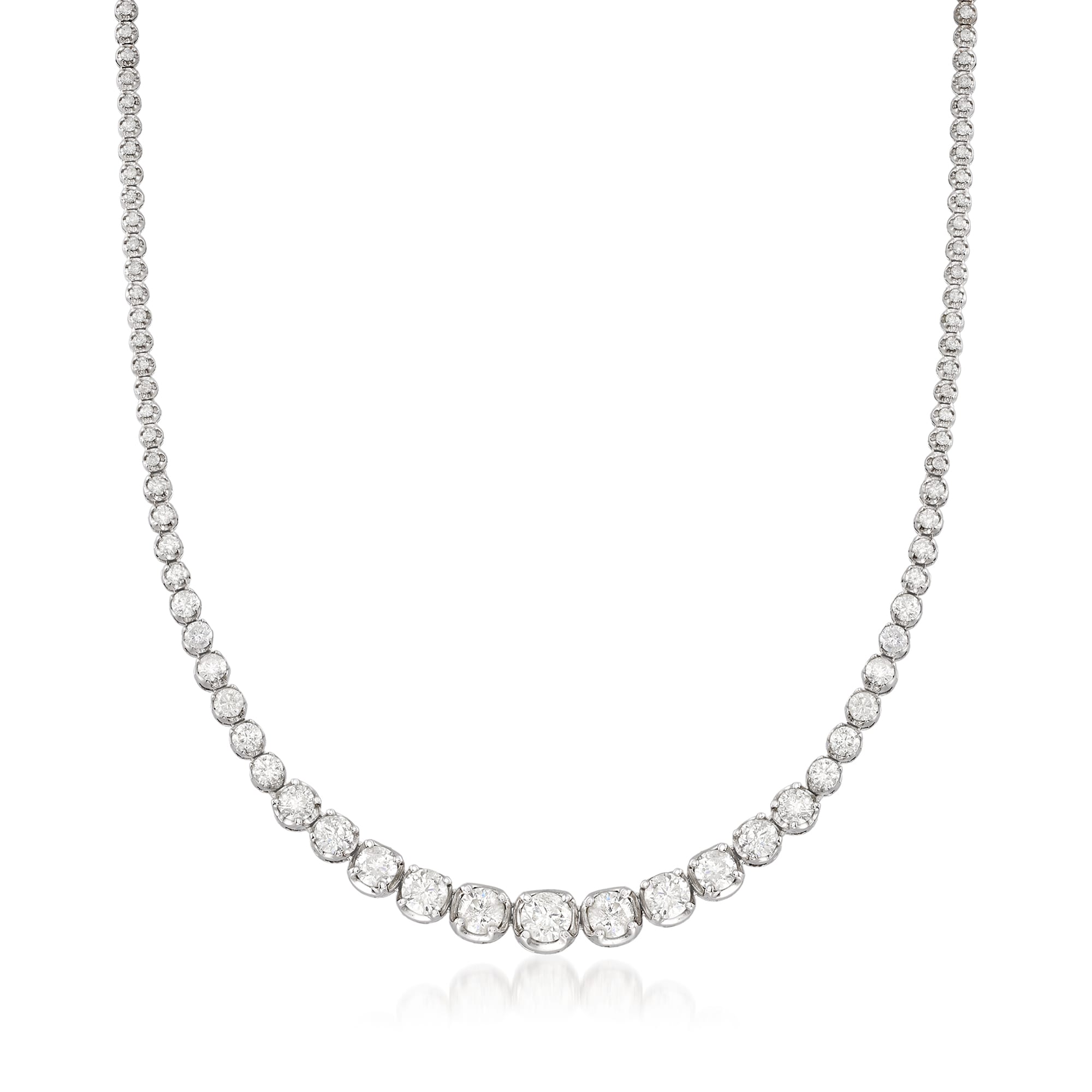 10.00 ct. t.w. Graduated Diamond Tennis Necklace in 14kt White Gold ...
