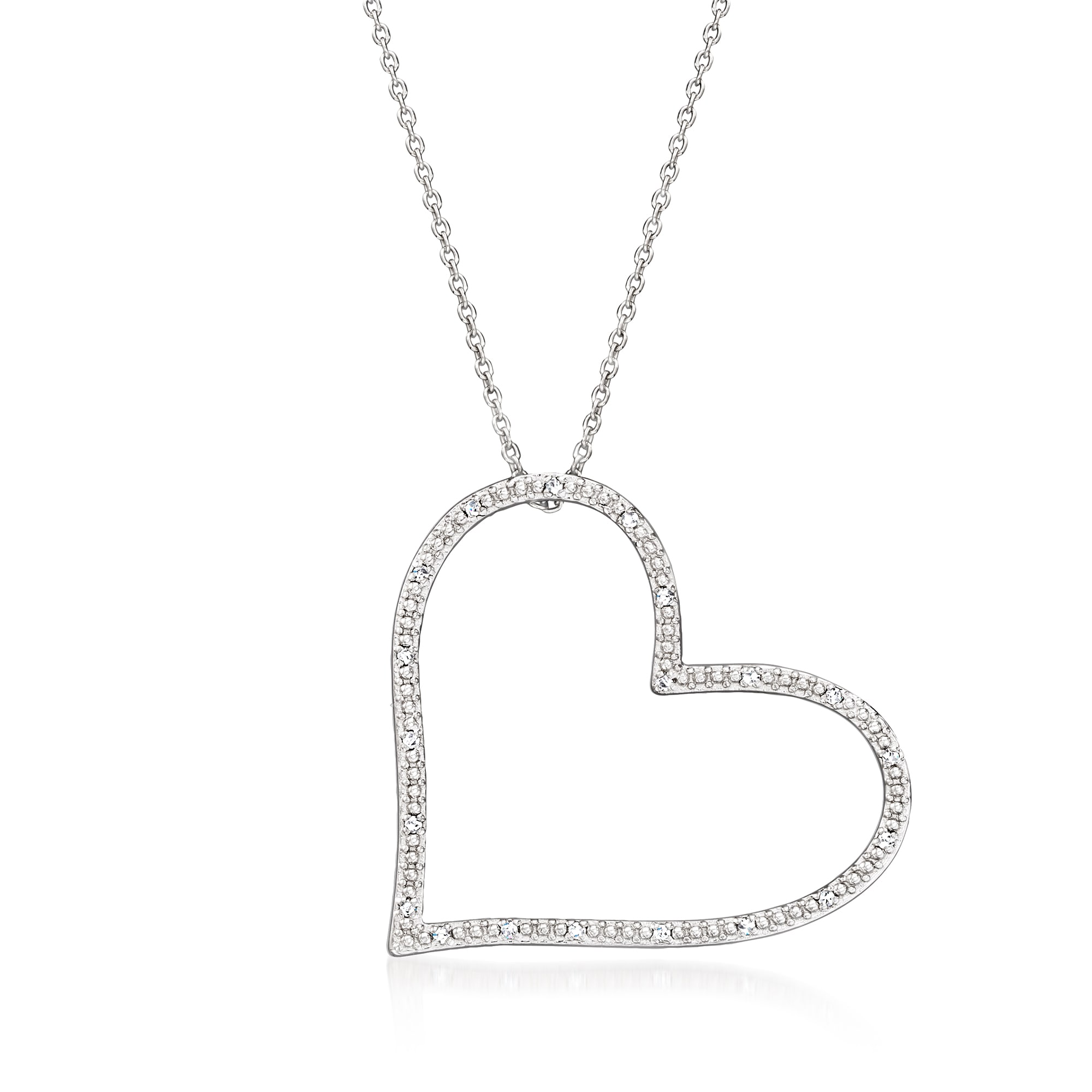 .10 ct. t.w. Diamond Heart Pendant Necklace in Sterling Silver | Ross