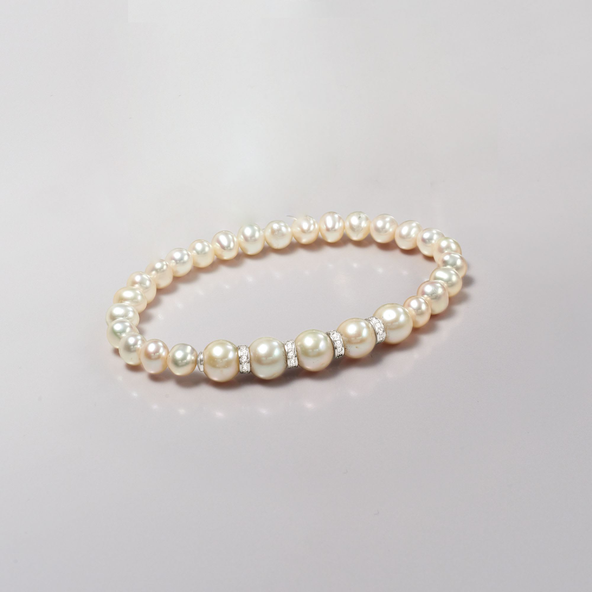 6-8.5mm Cultured Pearl and .25 ct. t.w. Diamond Stretch Bracelet in ...