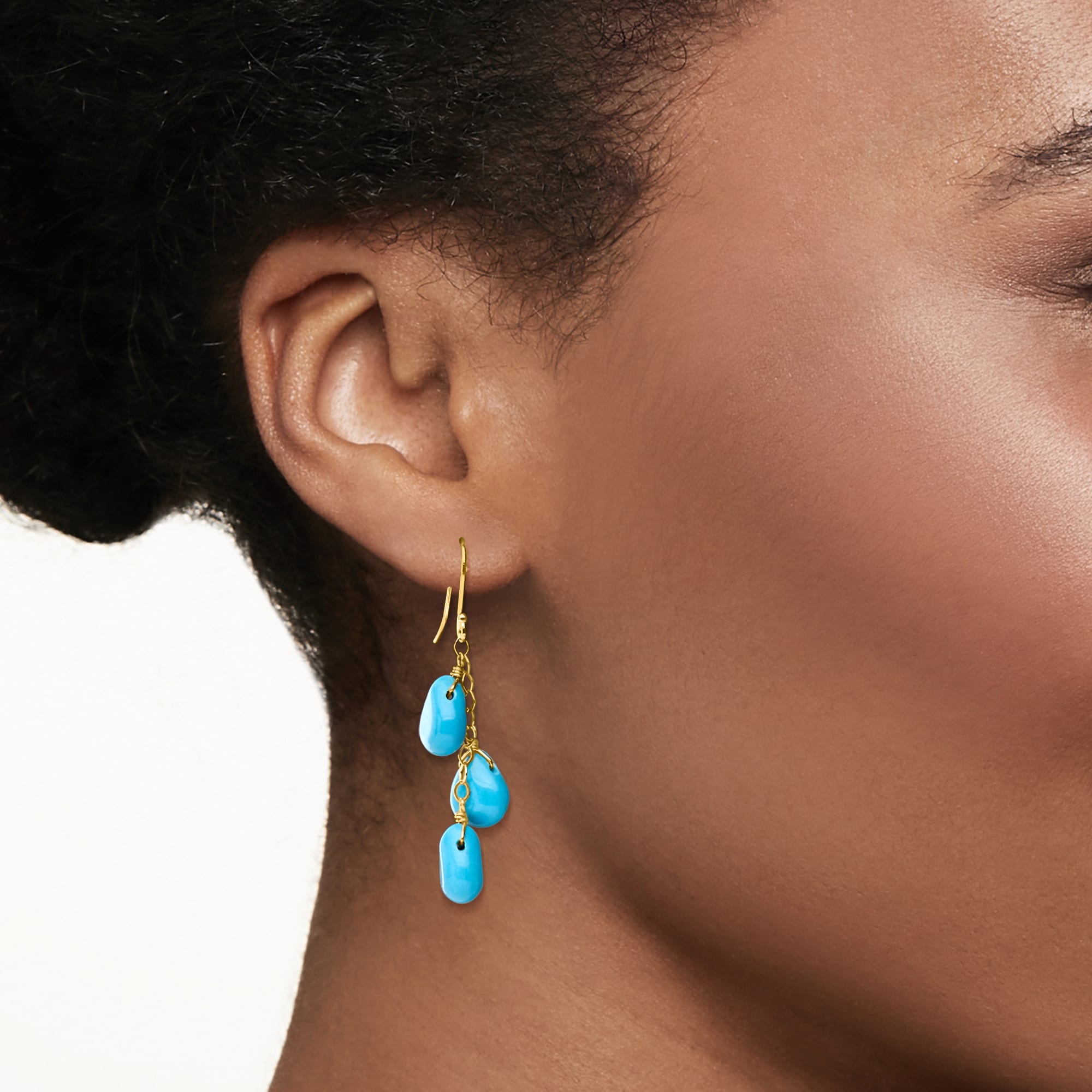 Turquoise Drop Earrings in 14kt Yellow Gold | Ross-Simons