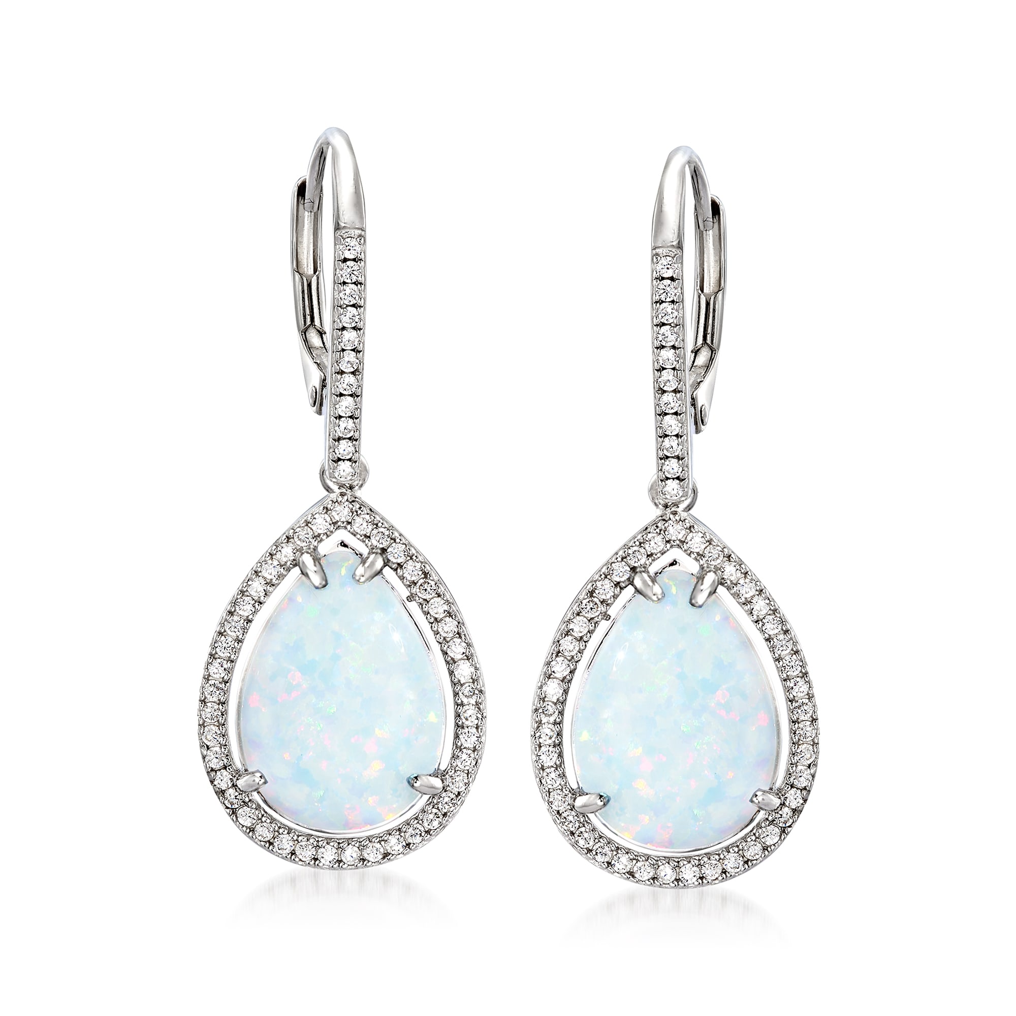 Charles Garnier Simulated Opal and .90 ct. t.w. CZ Drop Earrings in ...