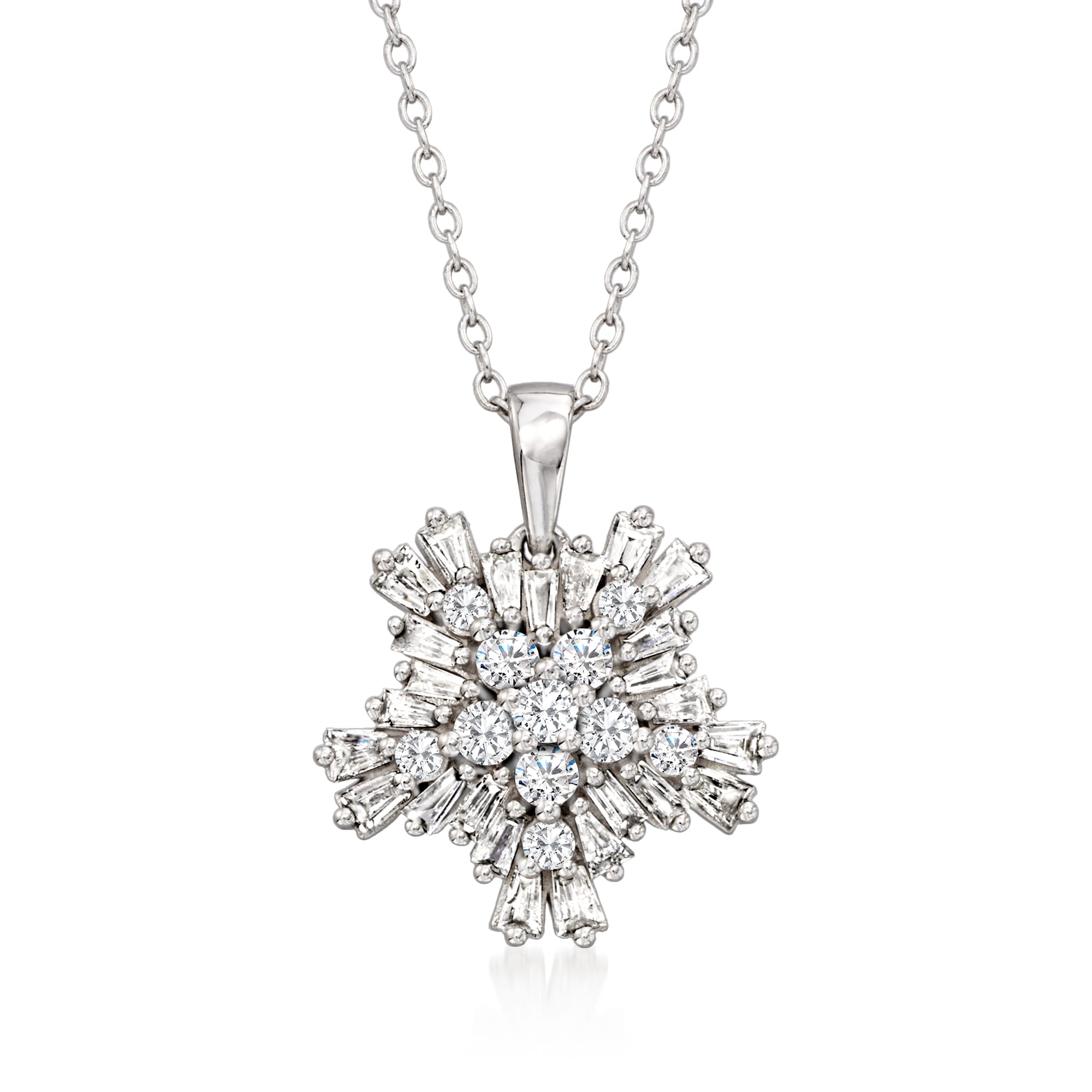 .75 ct. t.w. Diamond Snowflake Pendant Necklace in 14kt White Gold. 16 ...
