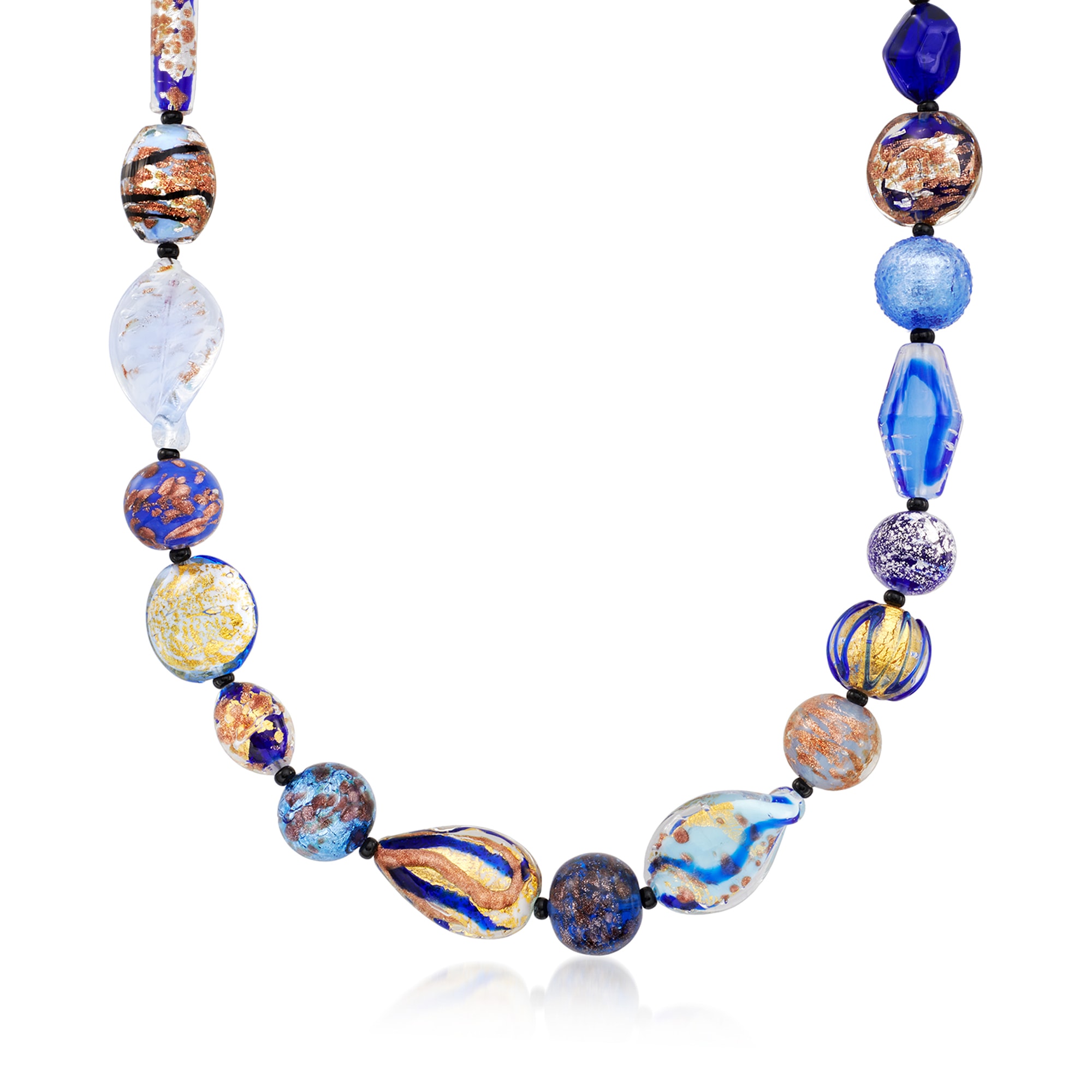 Italian Multicolored Murano Glass Bead Necklace in 18kt Gold Over ...