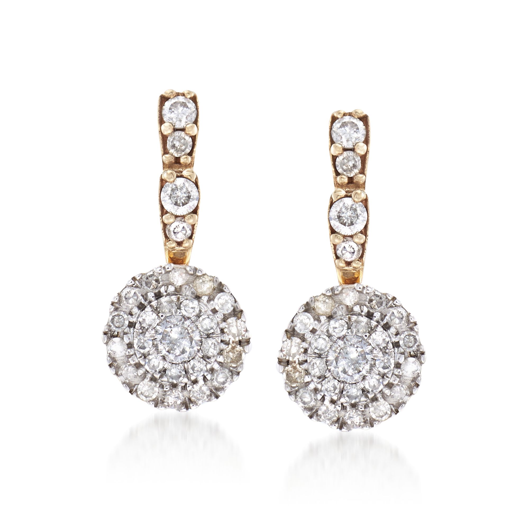.63 ct. t.w. Pave Diamond Circle Drop Earrings in 14kt Two-Tone Gold ...