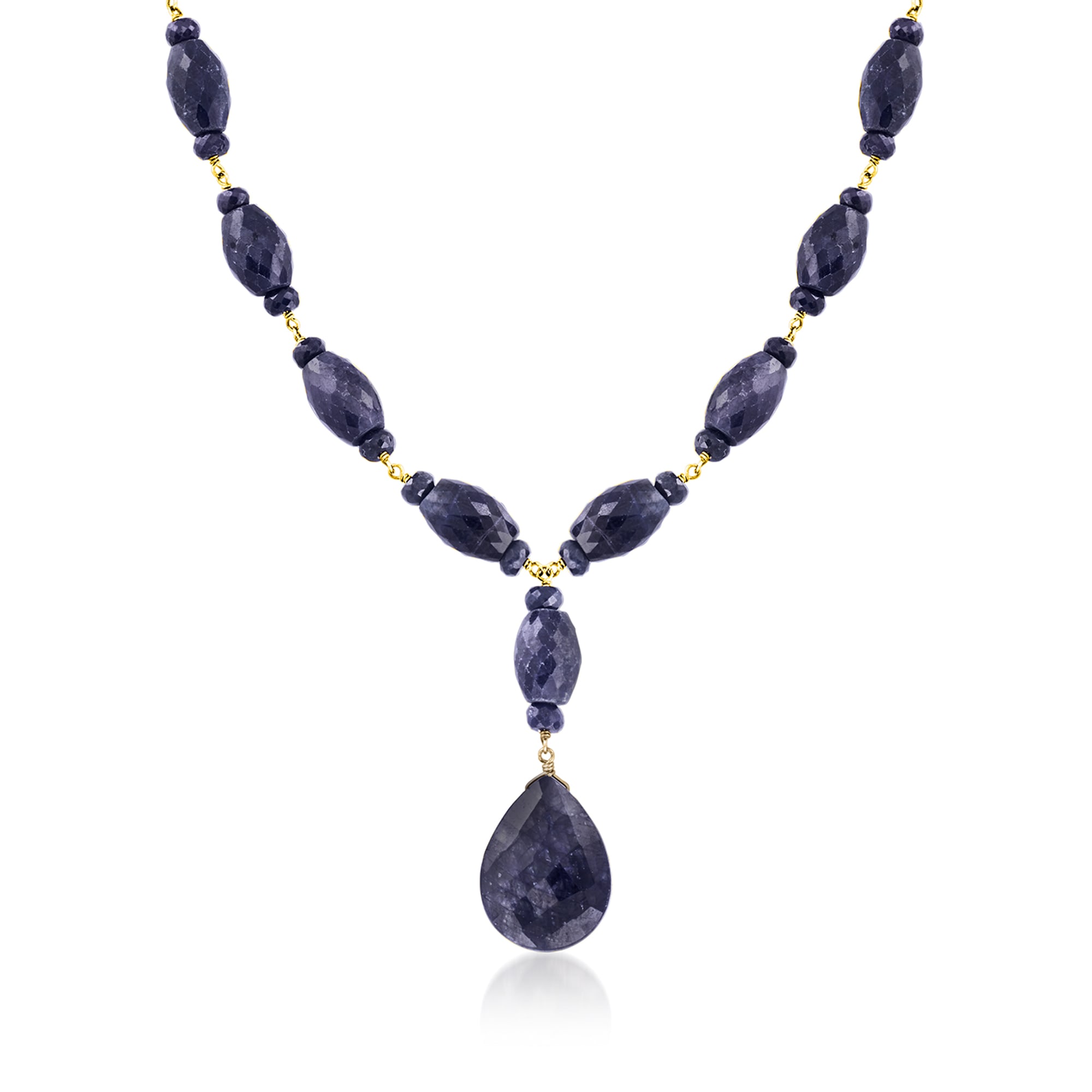 190.00 ct. t.w. Sapphire Drop Necklace in 18kt Gold Over Sterling | Ross-Simons