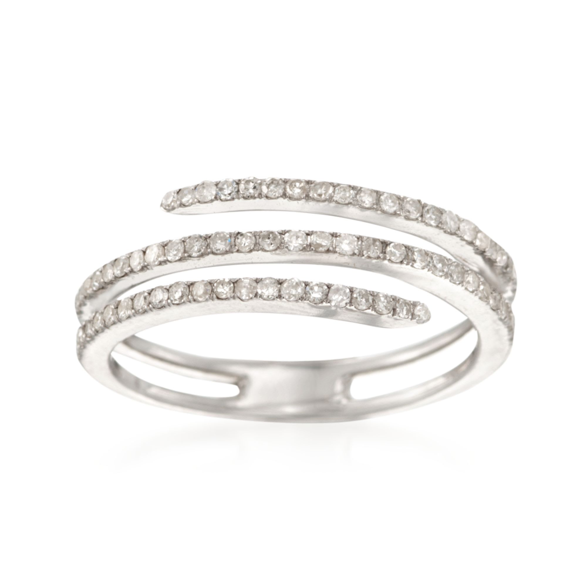 .35 ct. t.w. Diamond Coil Ring in Sterling Silver | Ross-Simons
