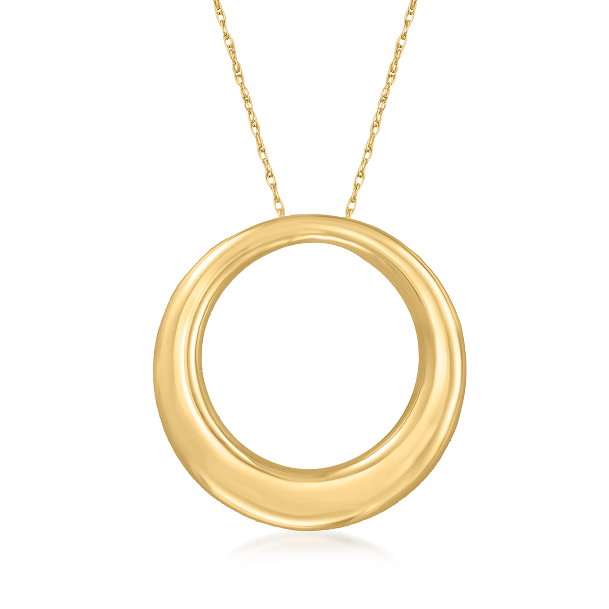 Yellow gold circle pendant necklace hot sale