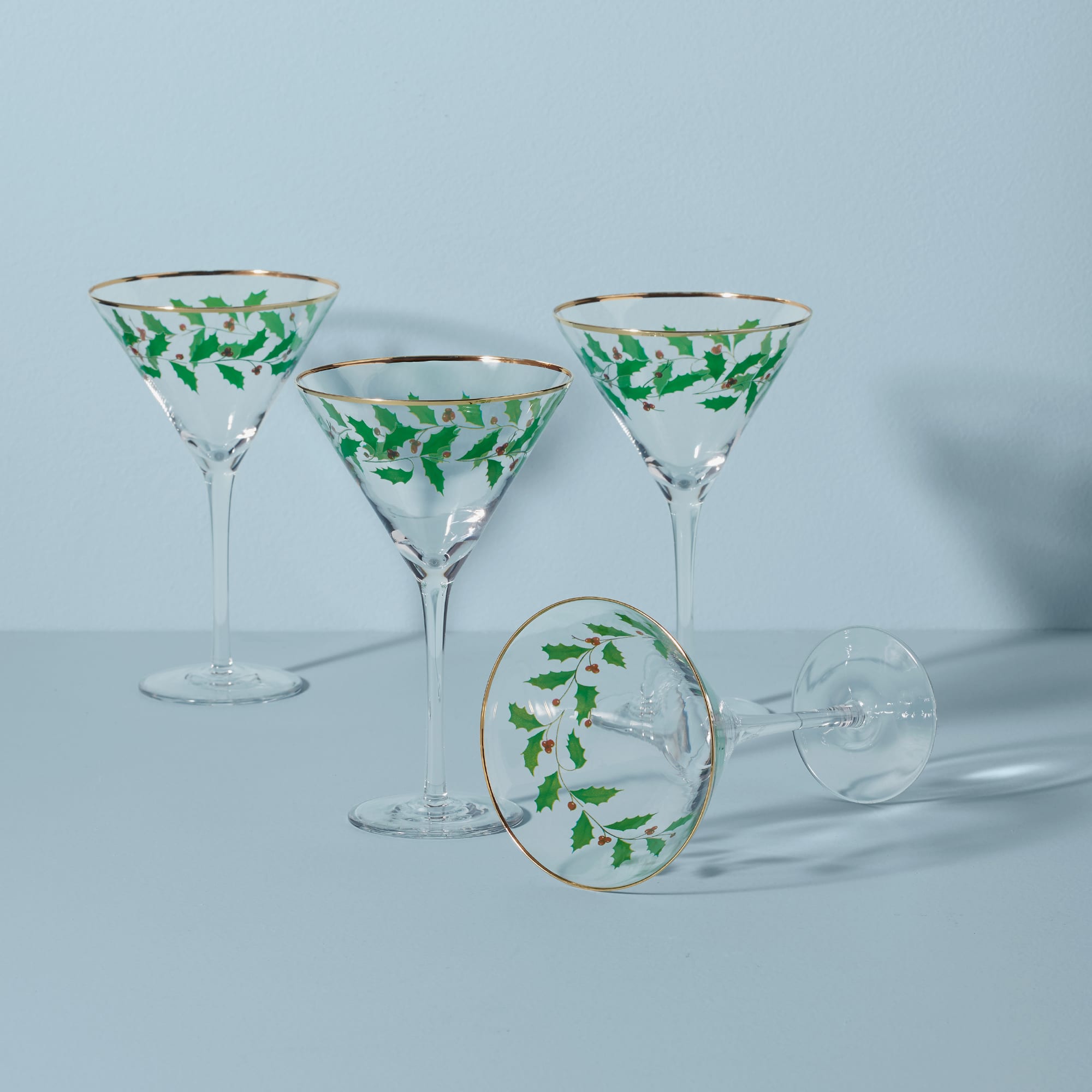 Cool Set of 3 Fun & Festive Pattern Martini Glasses