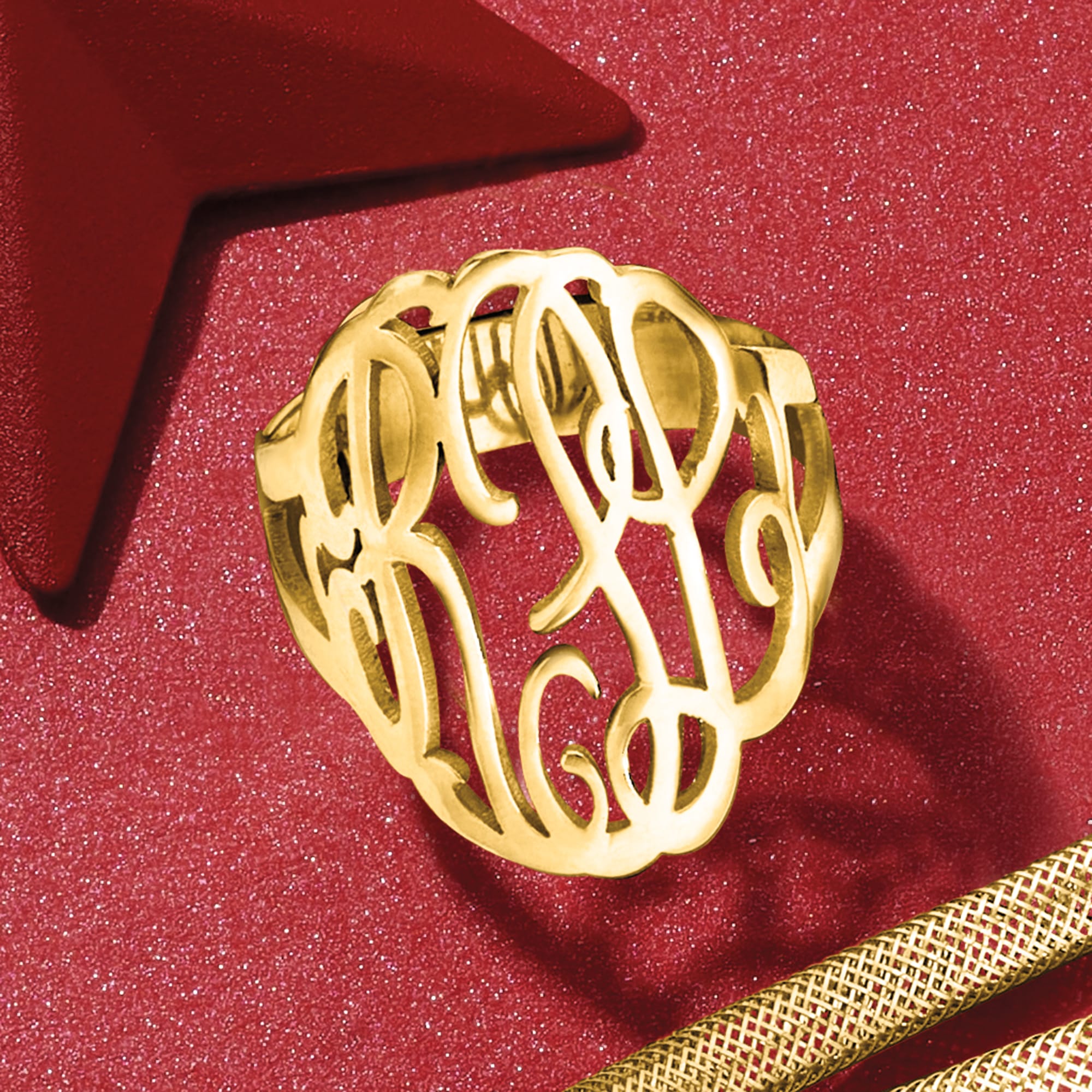 Gold discount monogram rings