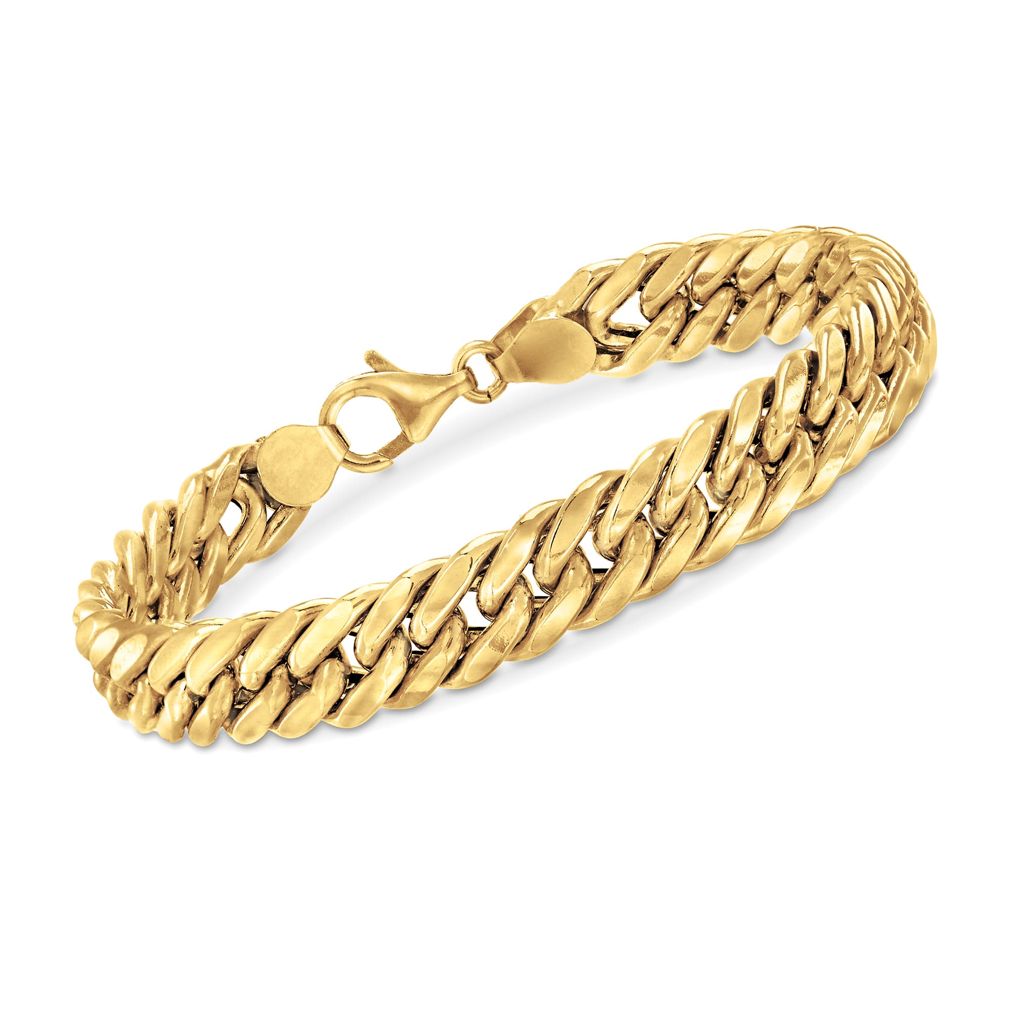 Yellow gold cuban link bracelet top
