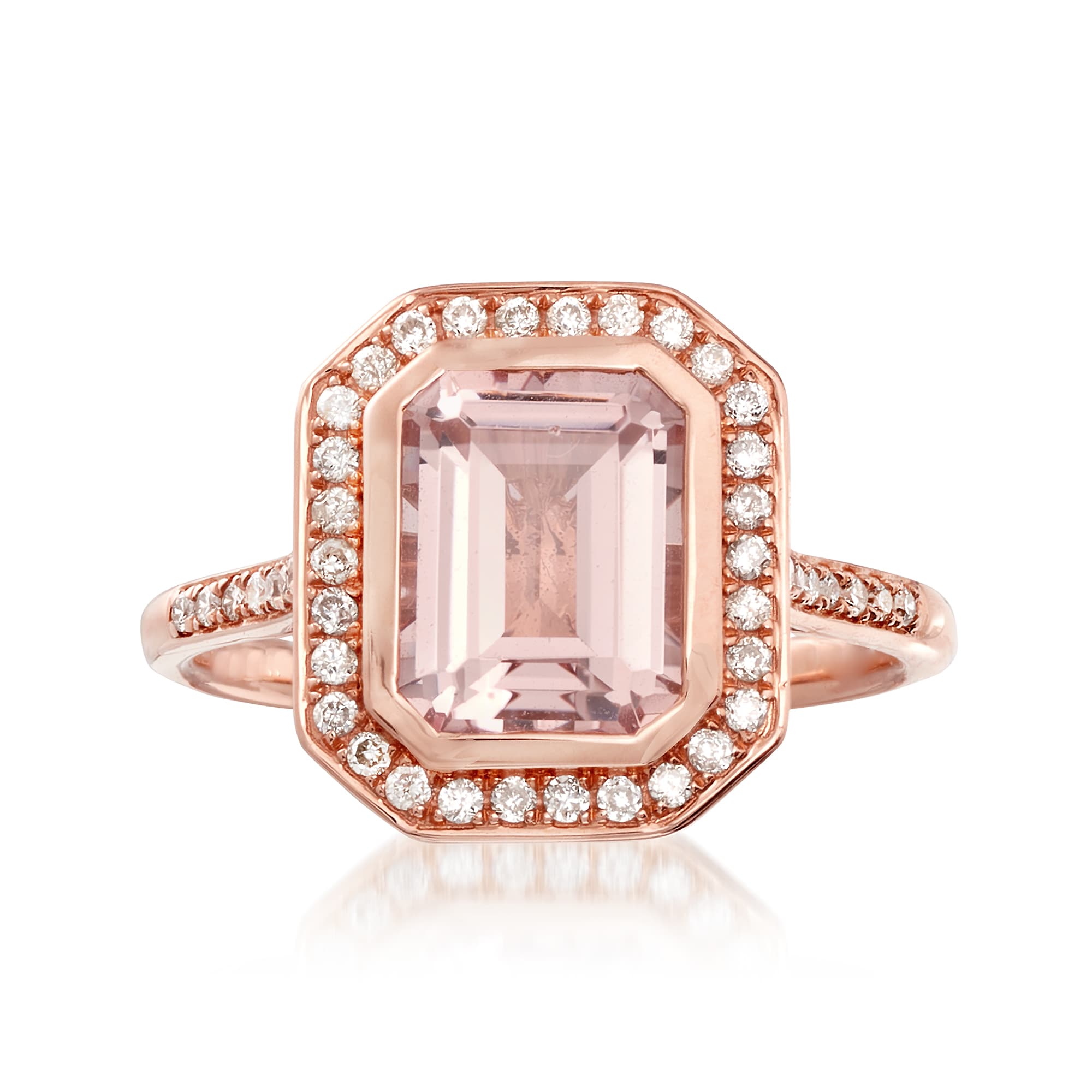2.00 Carat Morganite and .25 ct. t.w. Diamond Ring in 14kt Rose Gold ...
