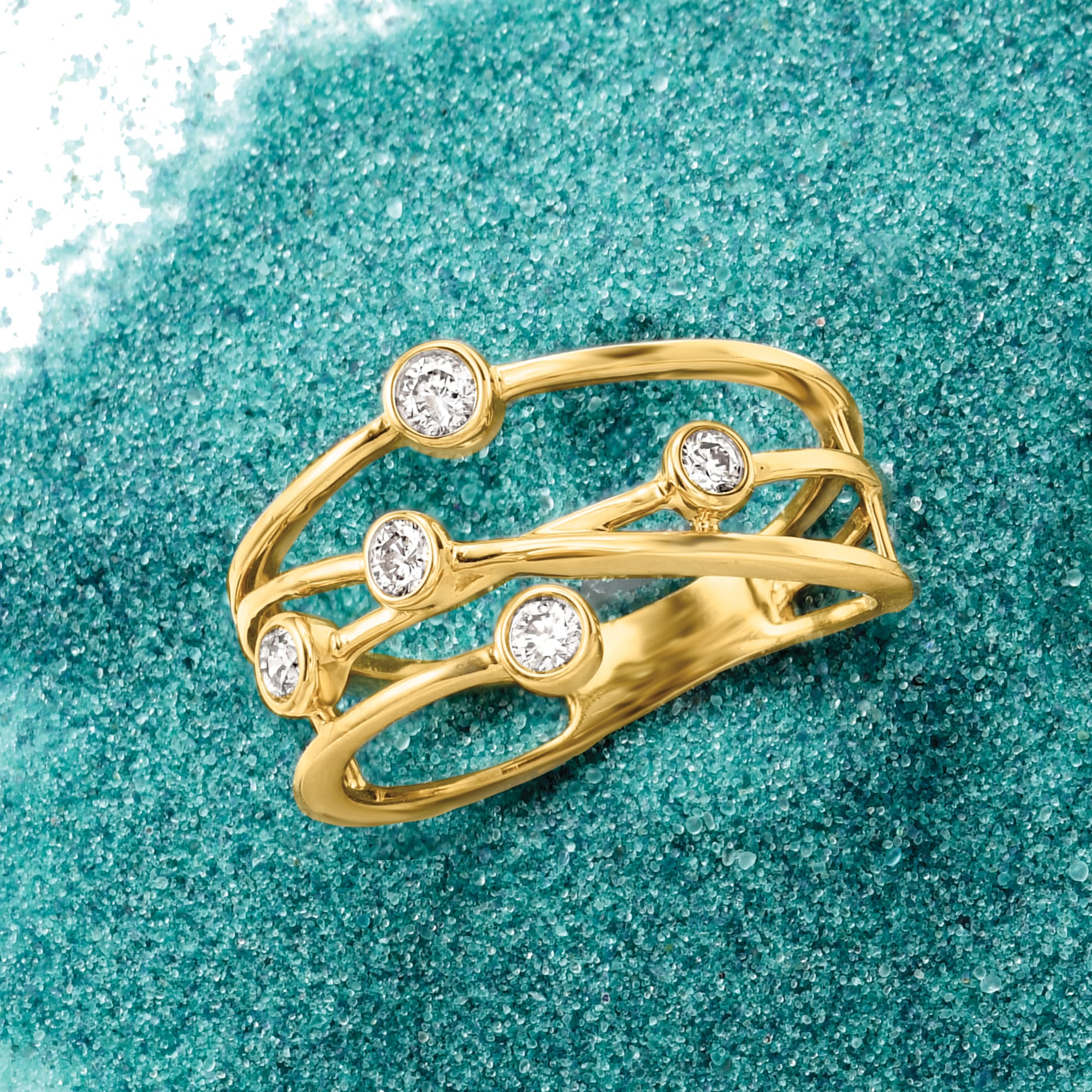 .25 ct. t.w. Bezel-Set Diamond Crisscross Ring in 14kt Yellow Gold ...