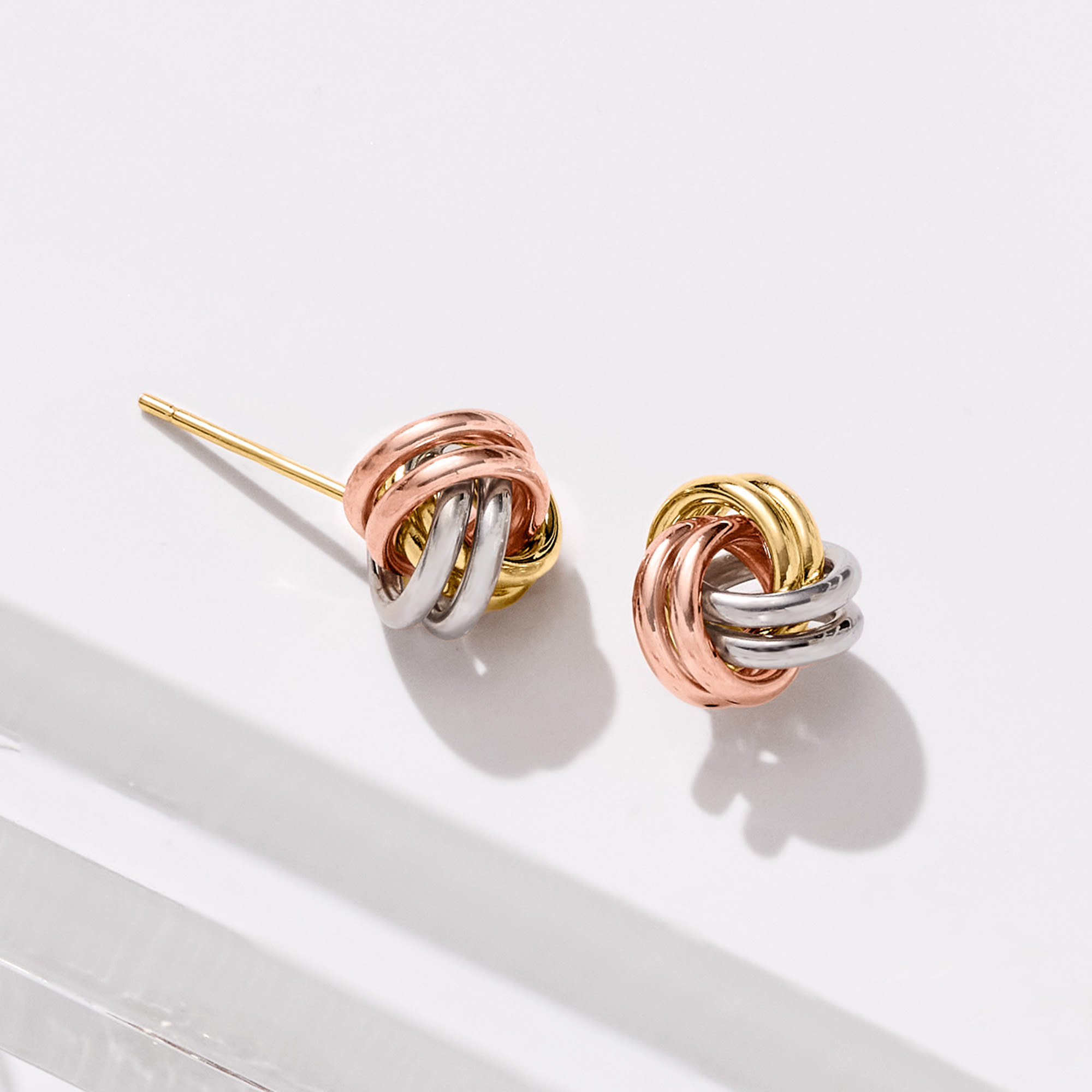 Tri color outlet love knot earrings