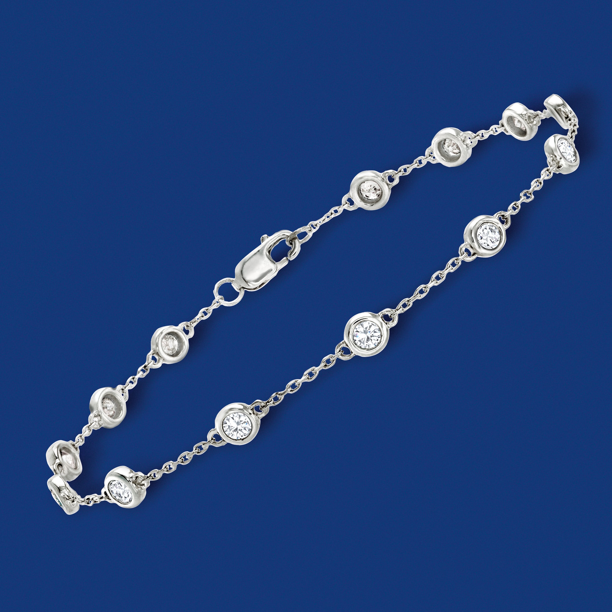 1.00 ct. t.w. Bezel-Set Diamond Station Bracelet in Sterling Silver |  Ross-Simons