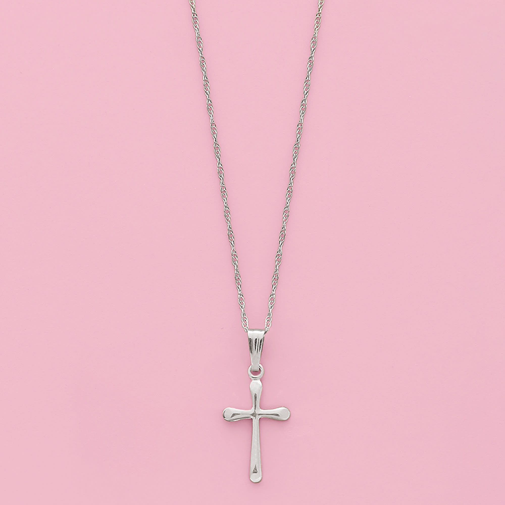White gold cross for baby girl cheap