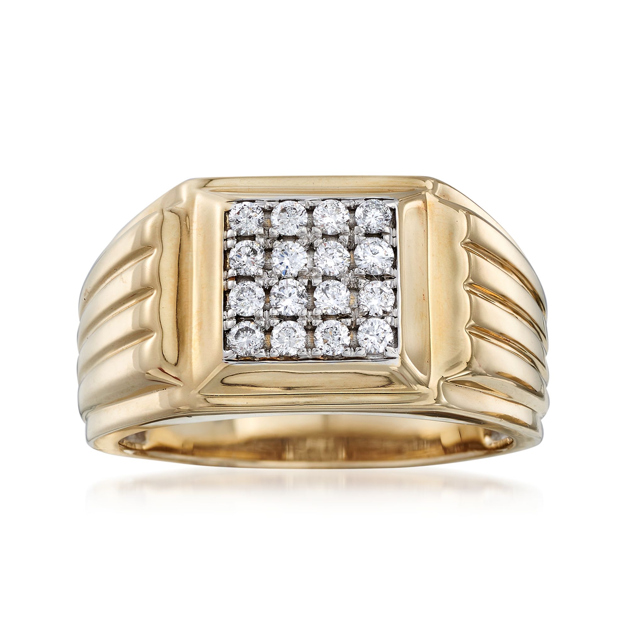 Men's .50 ct. t.w. Diamond Square-Top Ring in 14kt Two-Tone Gold | Ross ...