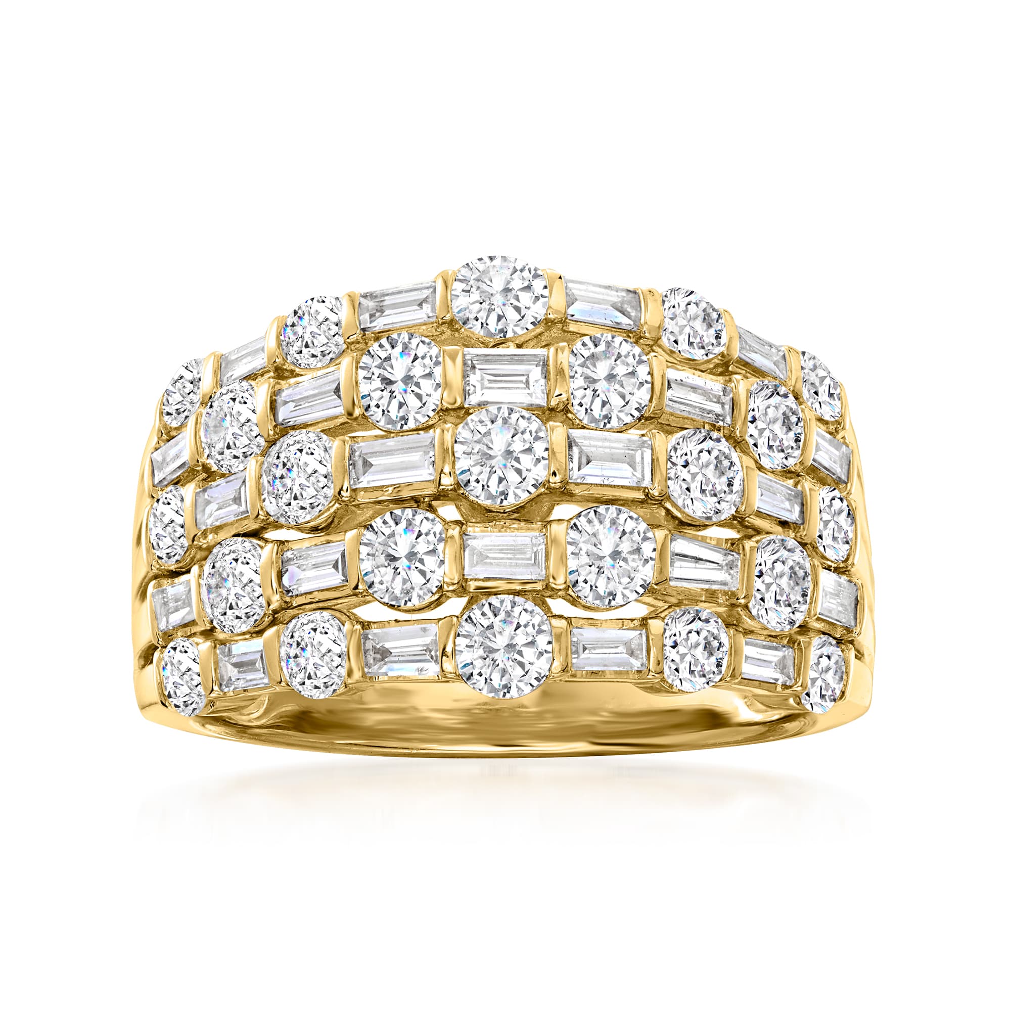2.00 ct. t.w. Diamond Multi-Row Ring in 14kt Yellow Gold | Ross-Simons