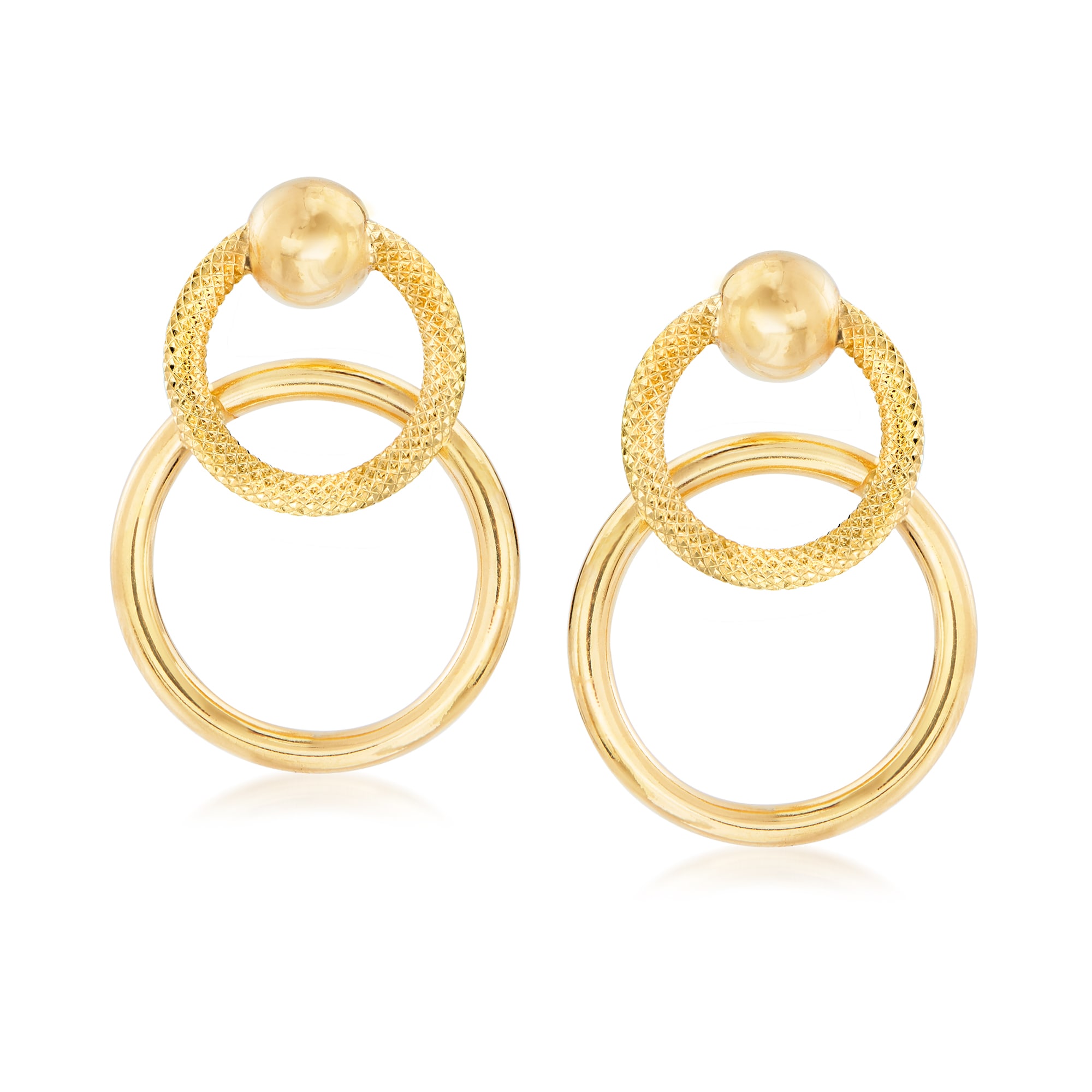 Italian 18kt Yellow Gold Circle Drop Earrings | Ross-Simons