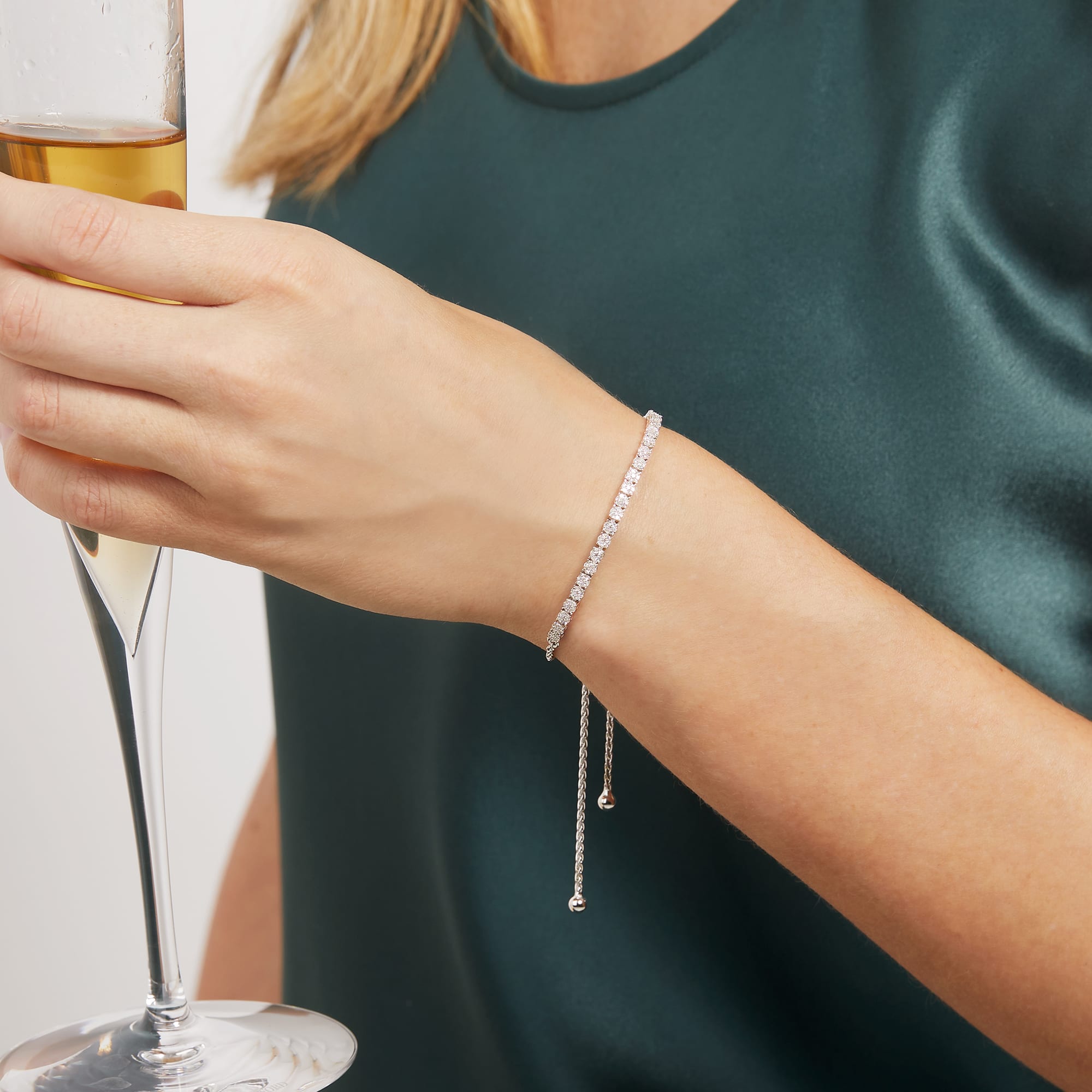50 ct. t.w. Diamond Cluster Bolo Bracelet in Sterling Silver