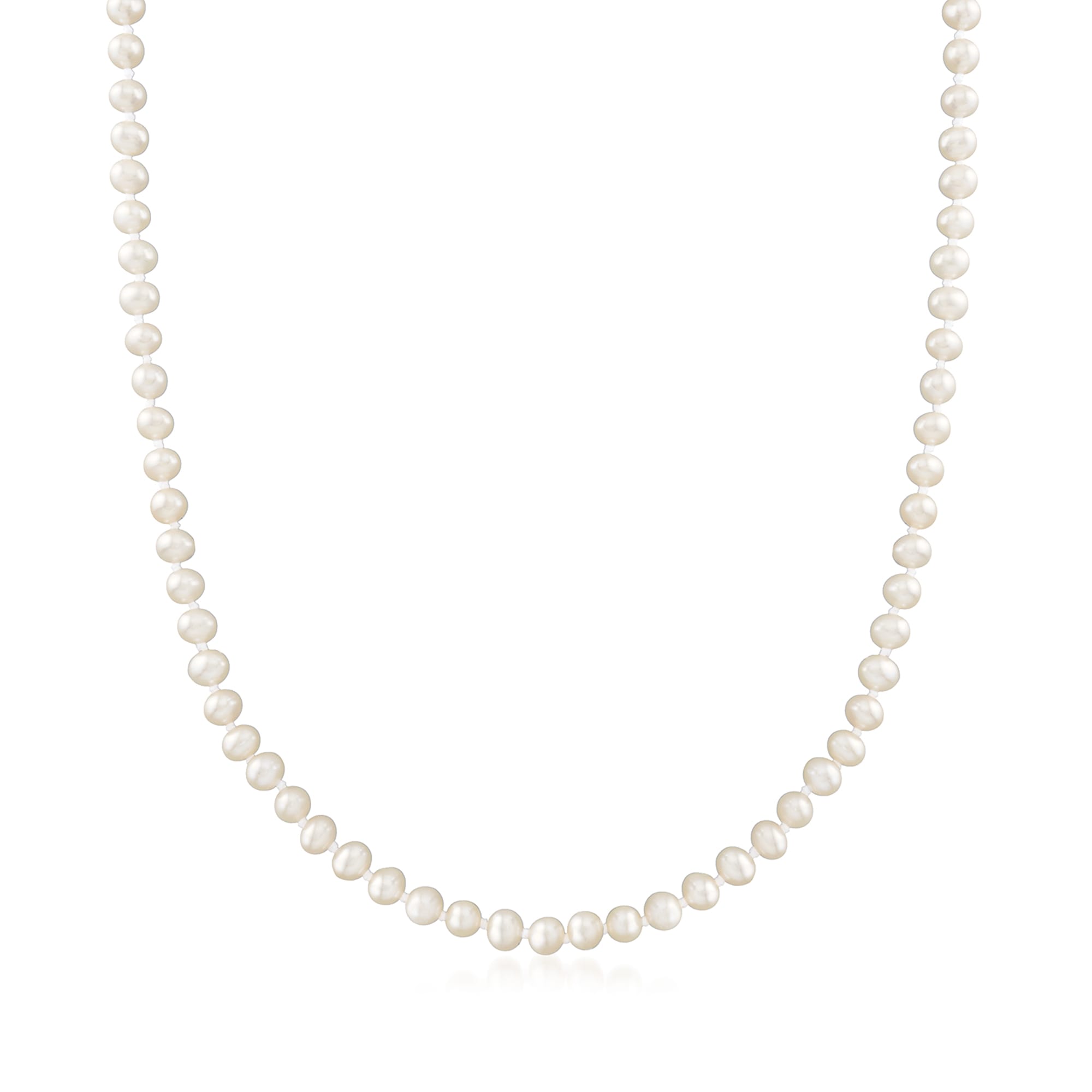 4-4.5mm Cultured Pearl Necklace in 14kt Yellow Gold | Ross-Simons