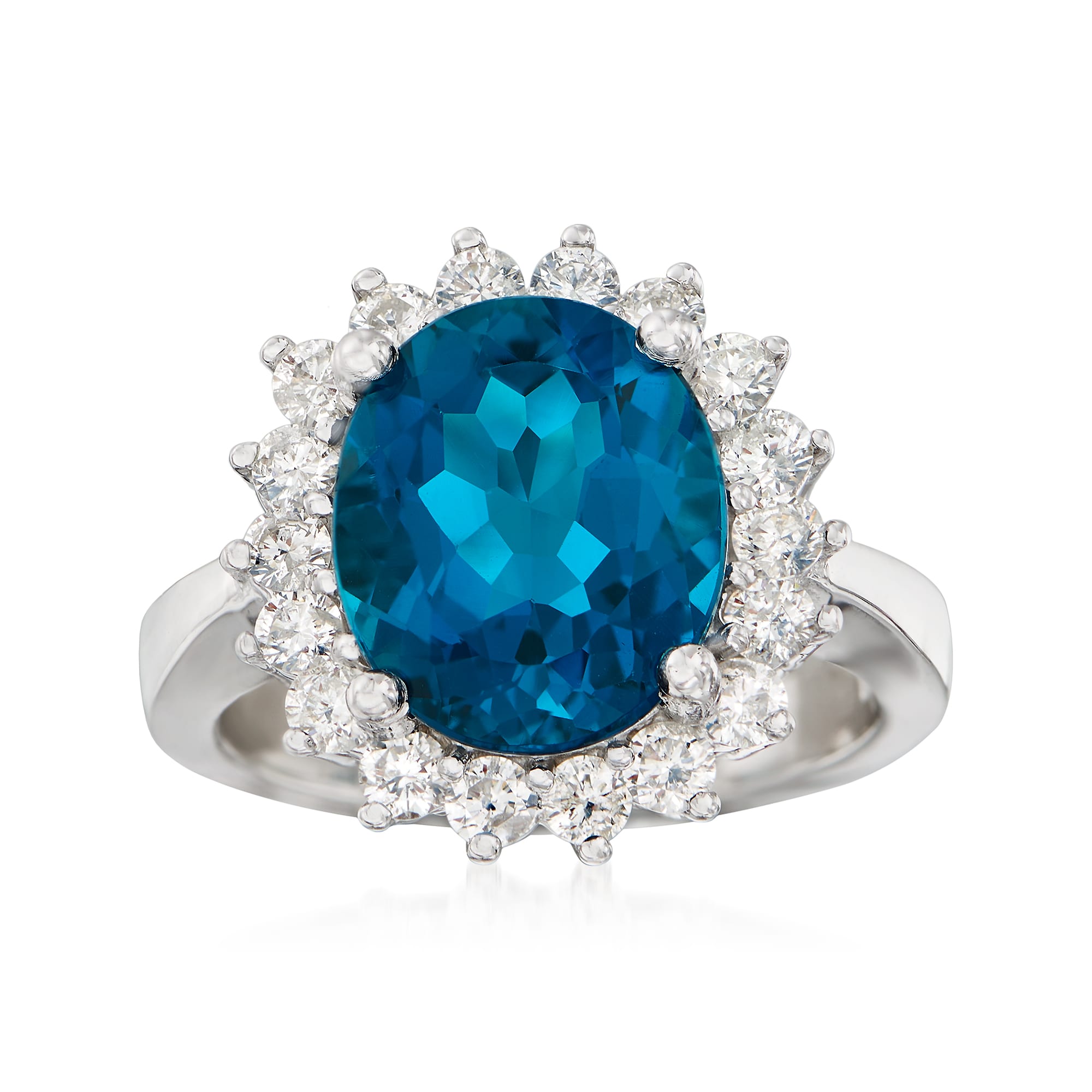 5.50 Carat Blue Topaz and 1.00 ct. t.w. Diamond Ring in 14kt White Gold ...