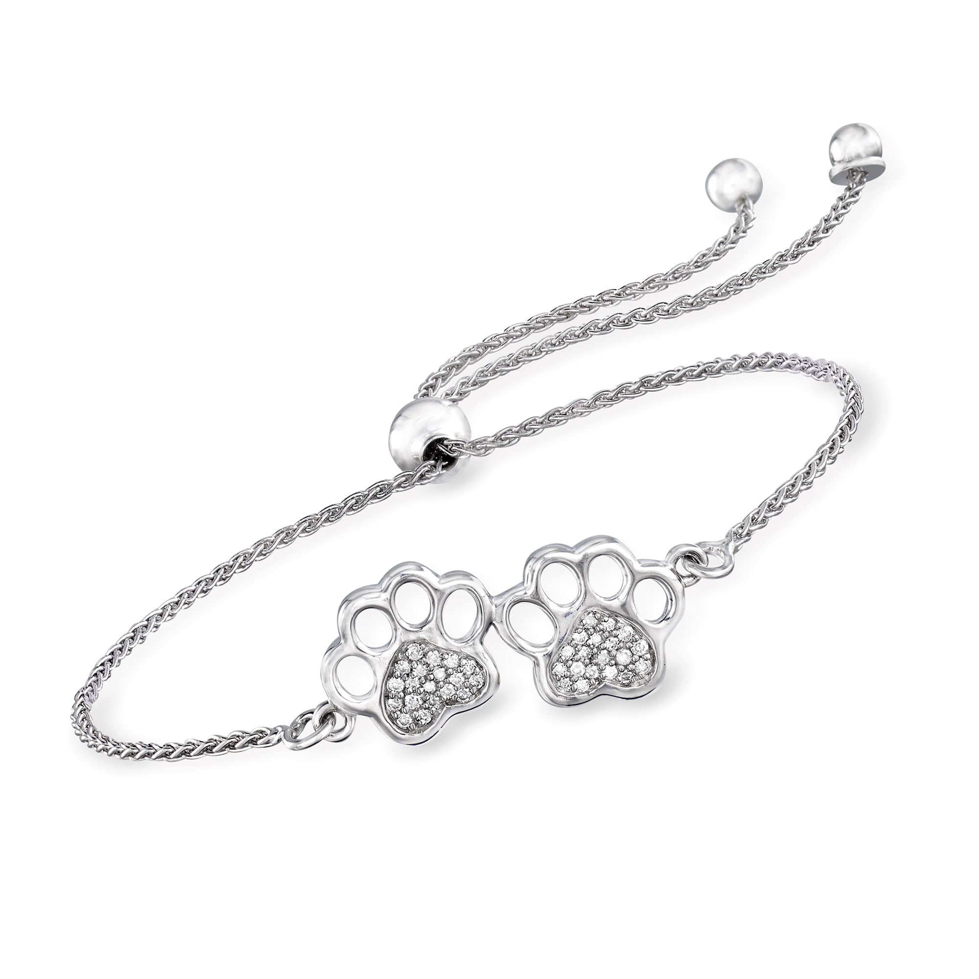 15 ct. t.w. Diamond Paw Print Bolo Bracelet in Sterling Silver Ross