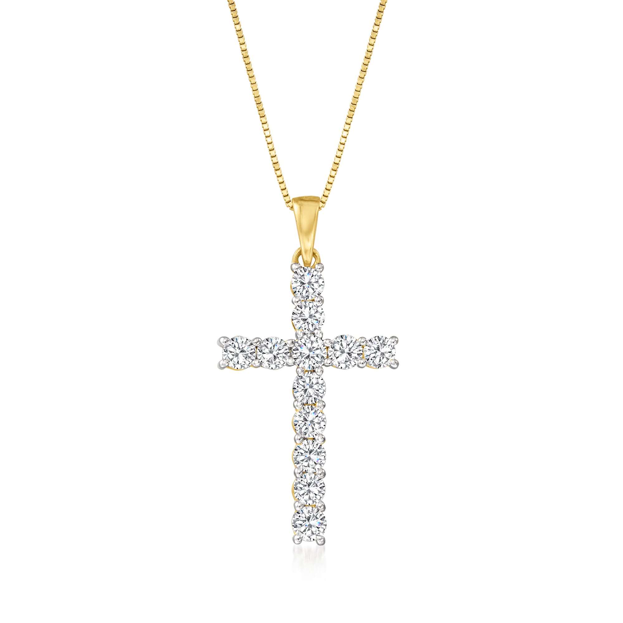 1.00 ct. t.w. Diamond Cross Pendant Necklace in 14kt Yellow Gold | Ross ...