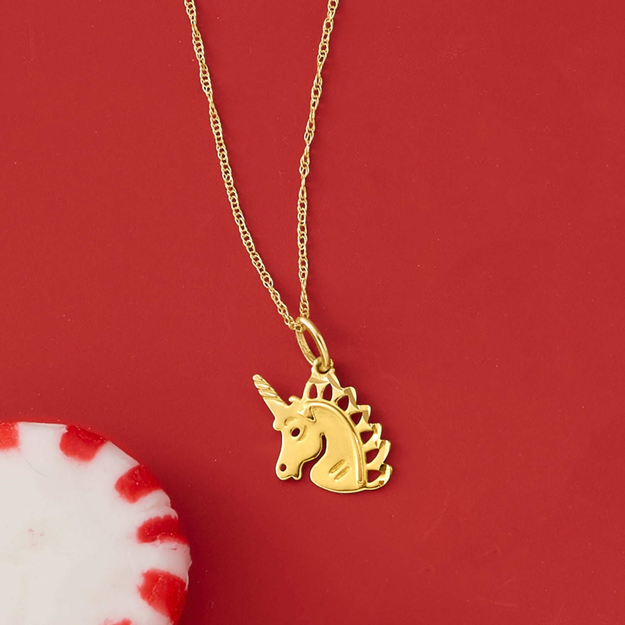 Gold unicorn charm necklace outlet